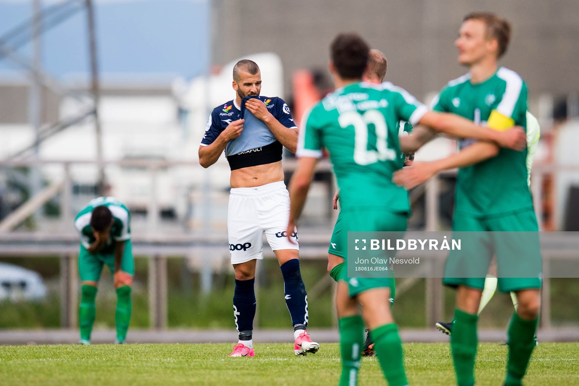 Zlatko Tripic of Viking looks dejected after the OBOS-ligaen match between Nest-Sotra and Viking on June 16, 2018 in Ågotnes.