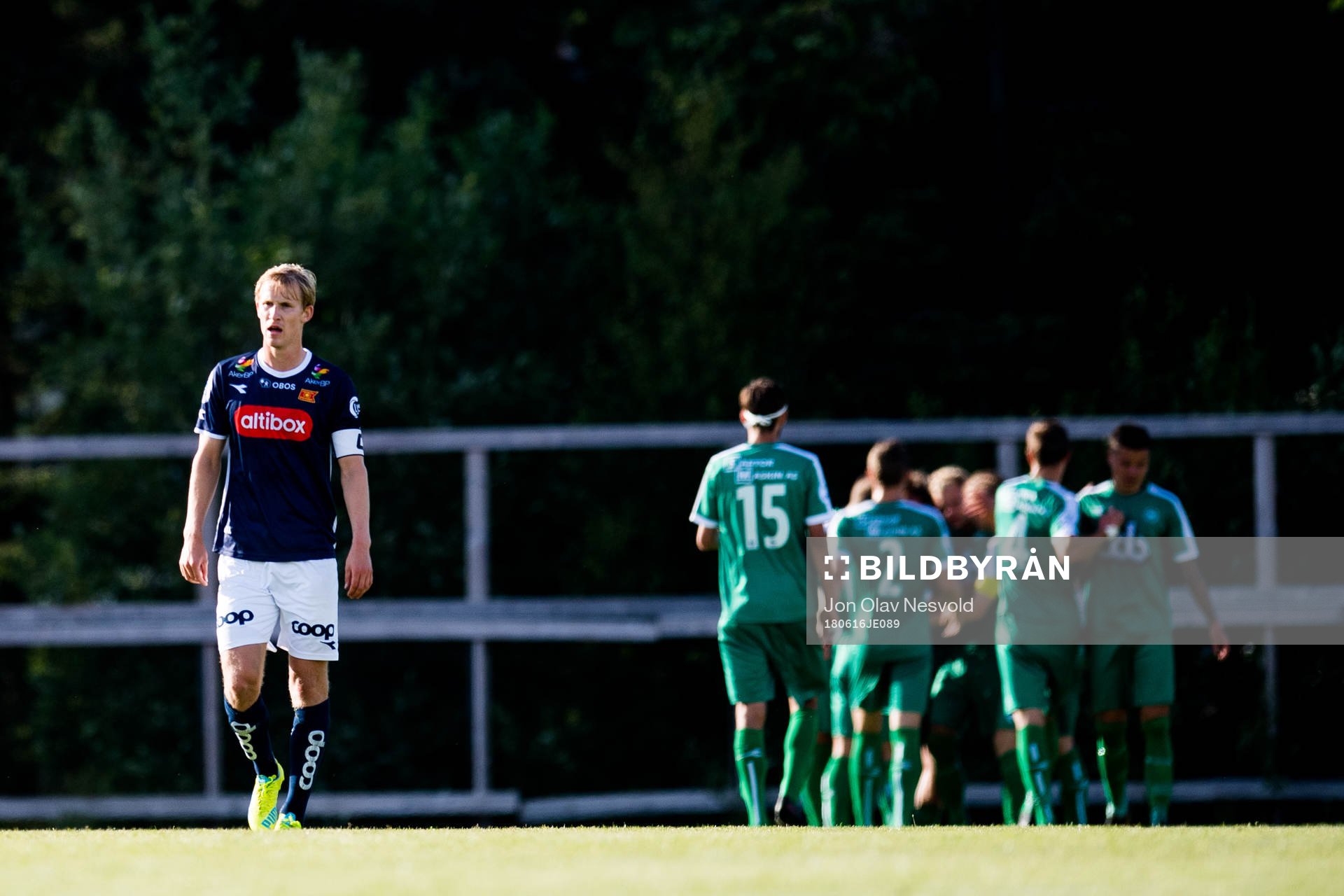 Viljar Vevatne of Viking looks dejected while the players