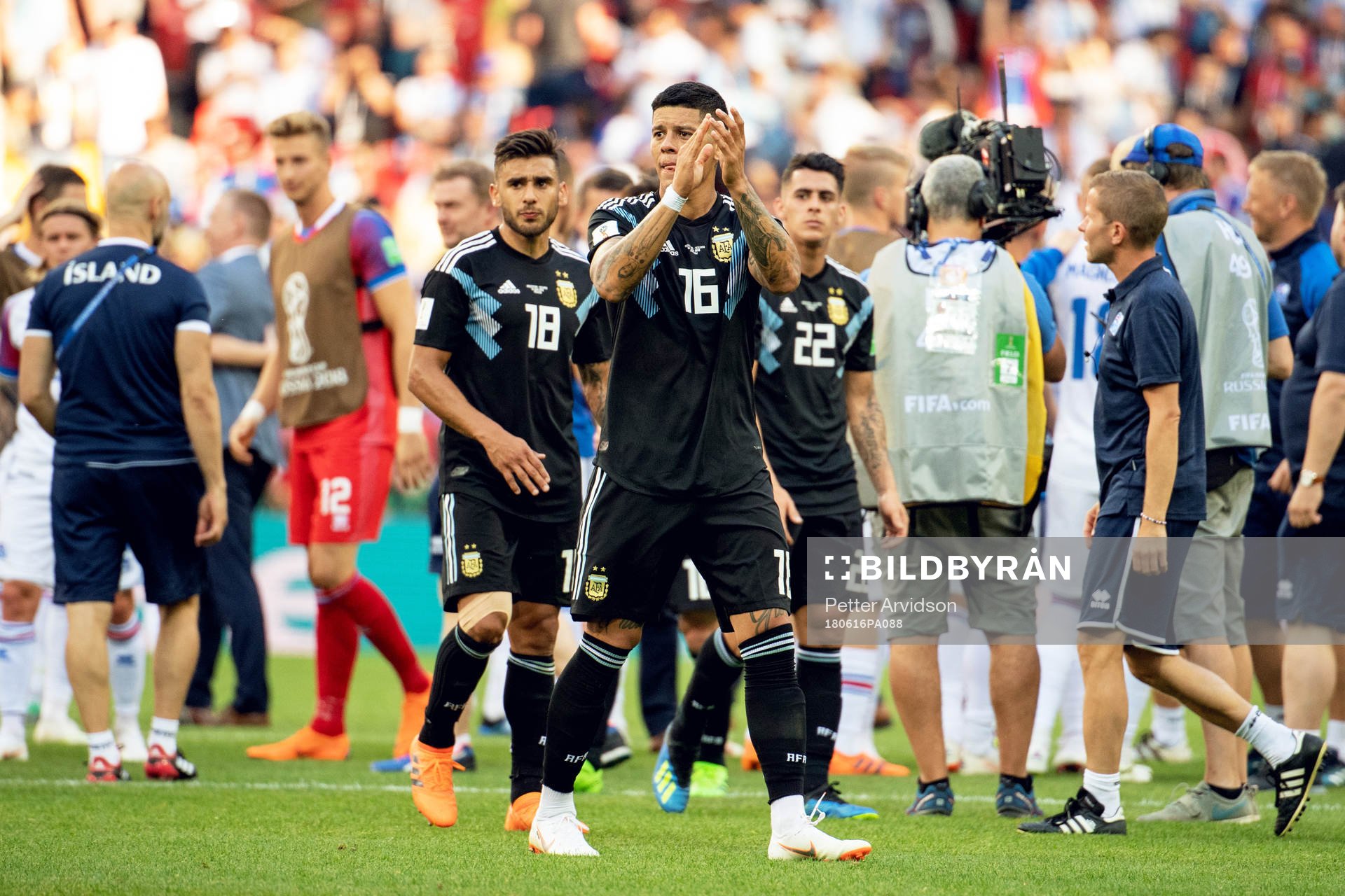 Marcos Rojo of Argentina looks dejected