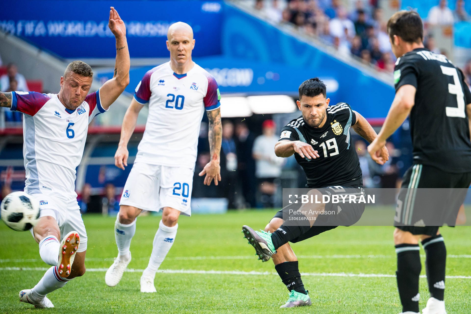 Sergio Aguero of Argentina scores 1-0