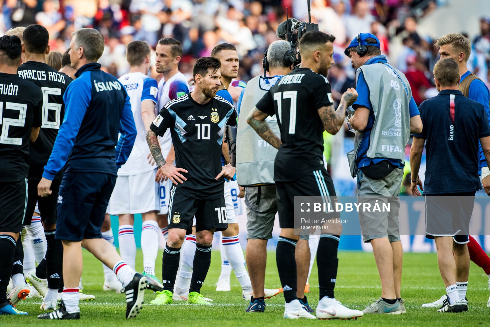 Lionel Messi of Argentina looks dejected