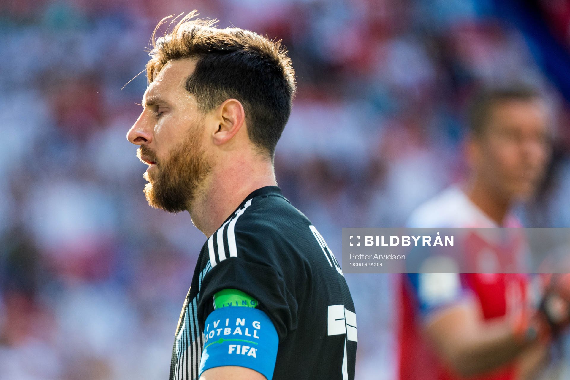 Lionel Messi of Argentina looks dejected