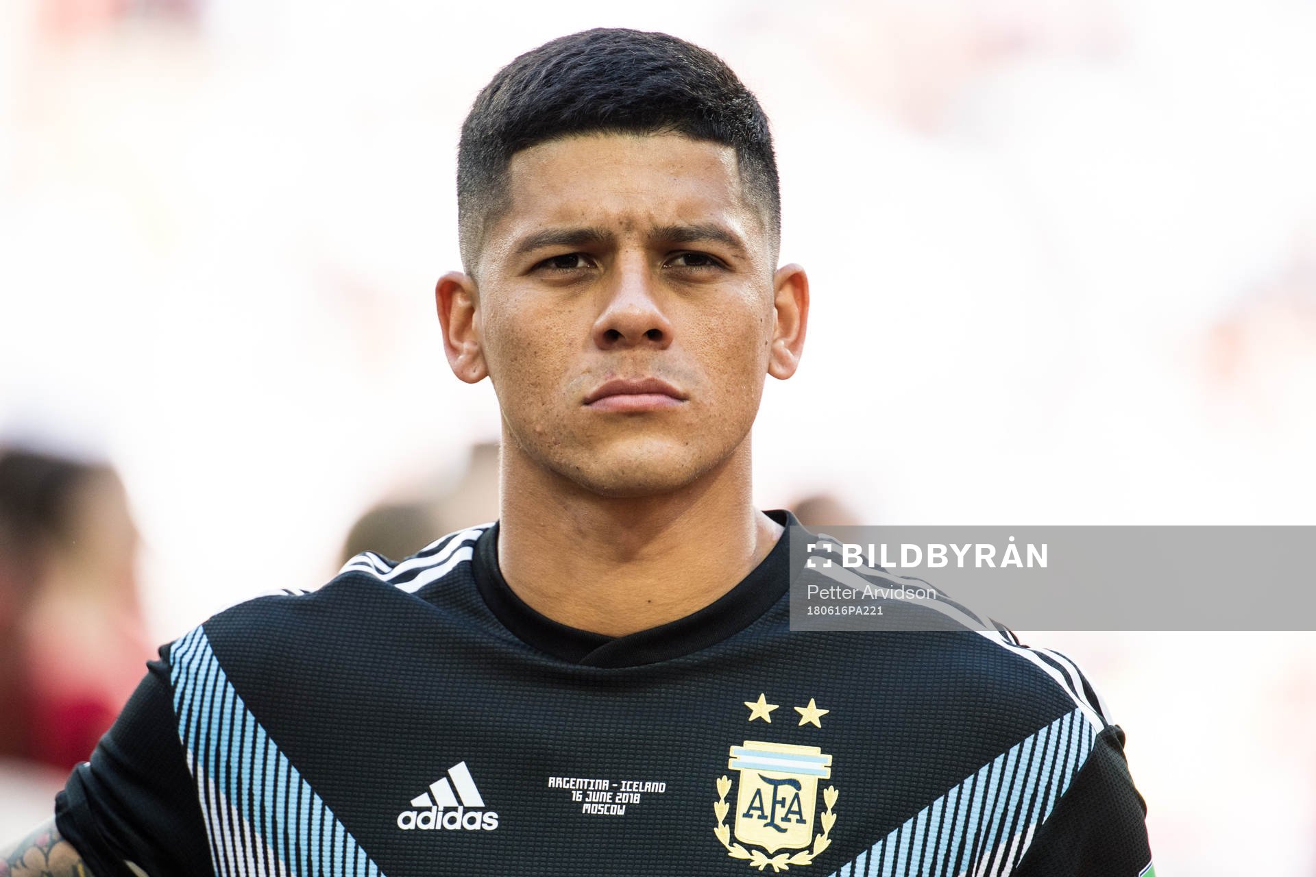Marcos Rojo of Argentina prior the FIFA World Cup group