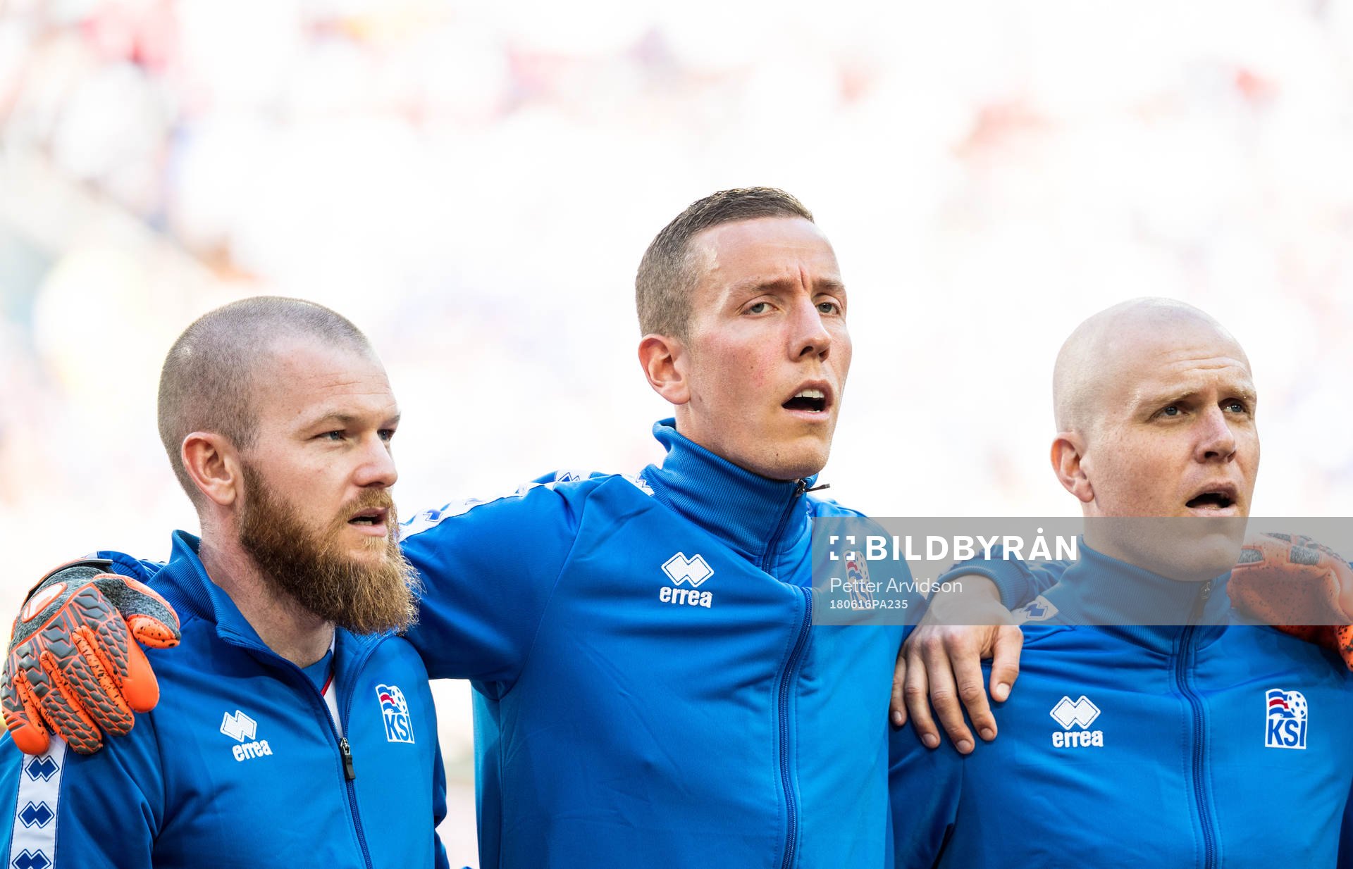 Aron Gunnarsson, goalkeeper Hannes Halldorsson and Emil