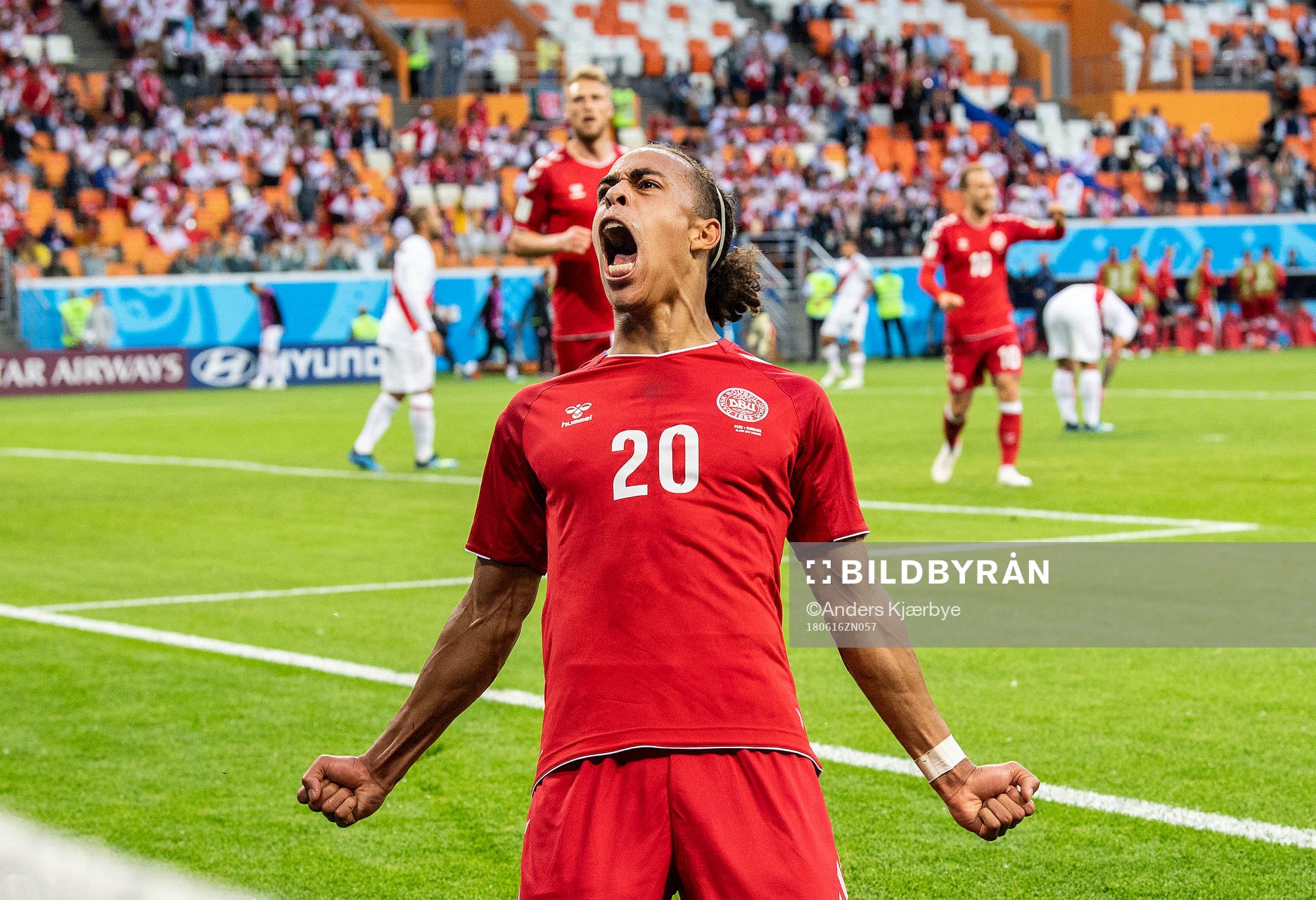 [DK=20180616: Yussuf Yurary Poulsen, Danmark, jubler