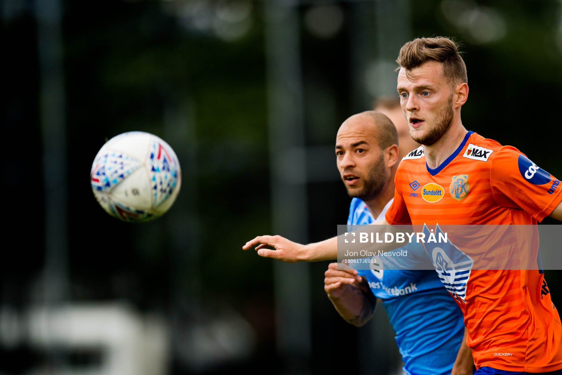 Kristian Brix of Sandnes Ulf  and Adam Örn Arnarson of