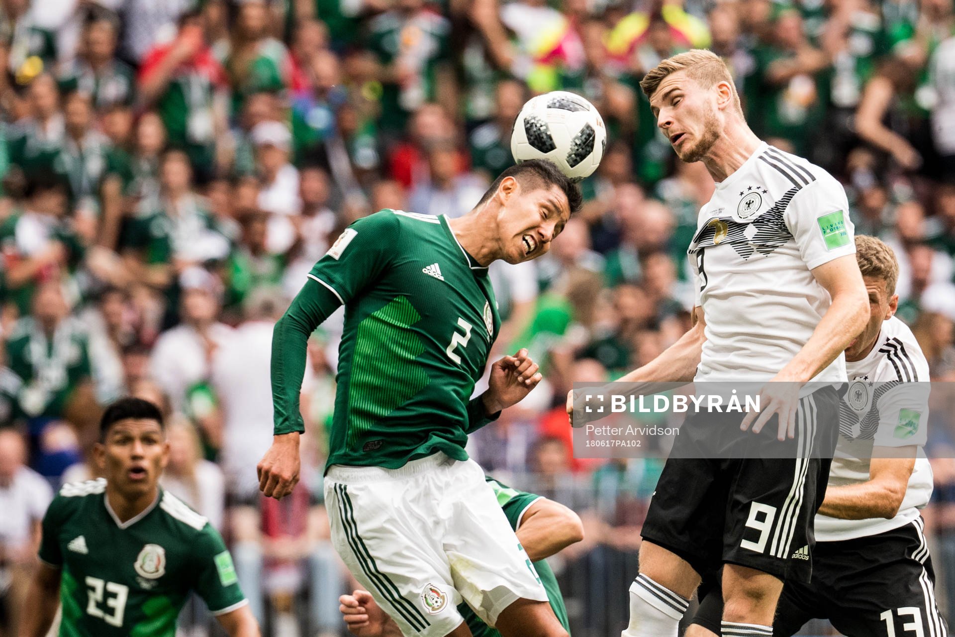 Hugo Ayala of Mexico and Timo Werner of Germany