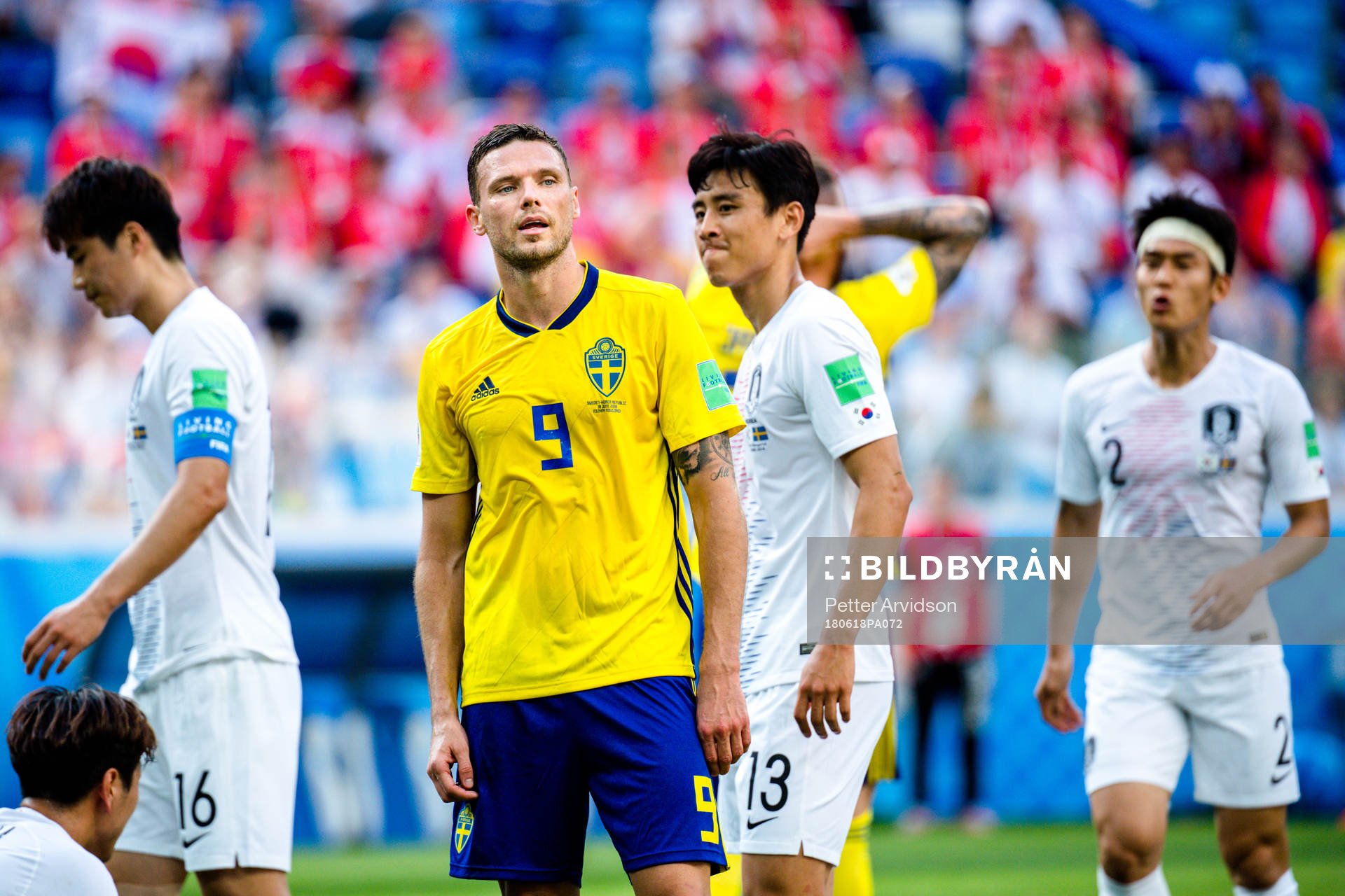 Marcus Berg of Sweden looks dejected