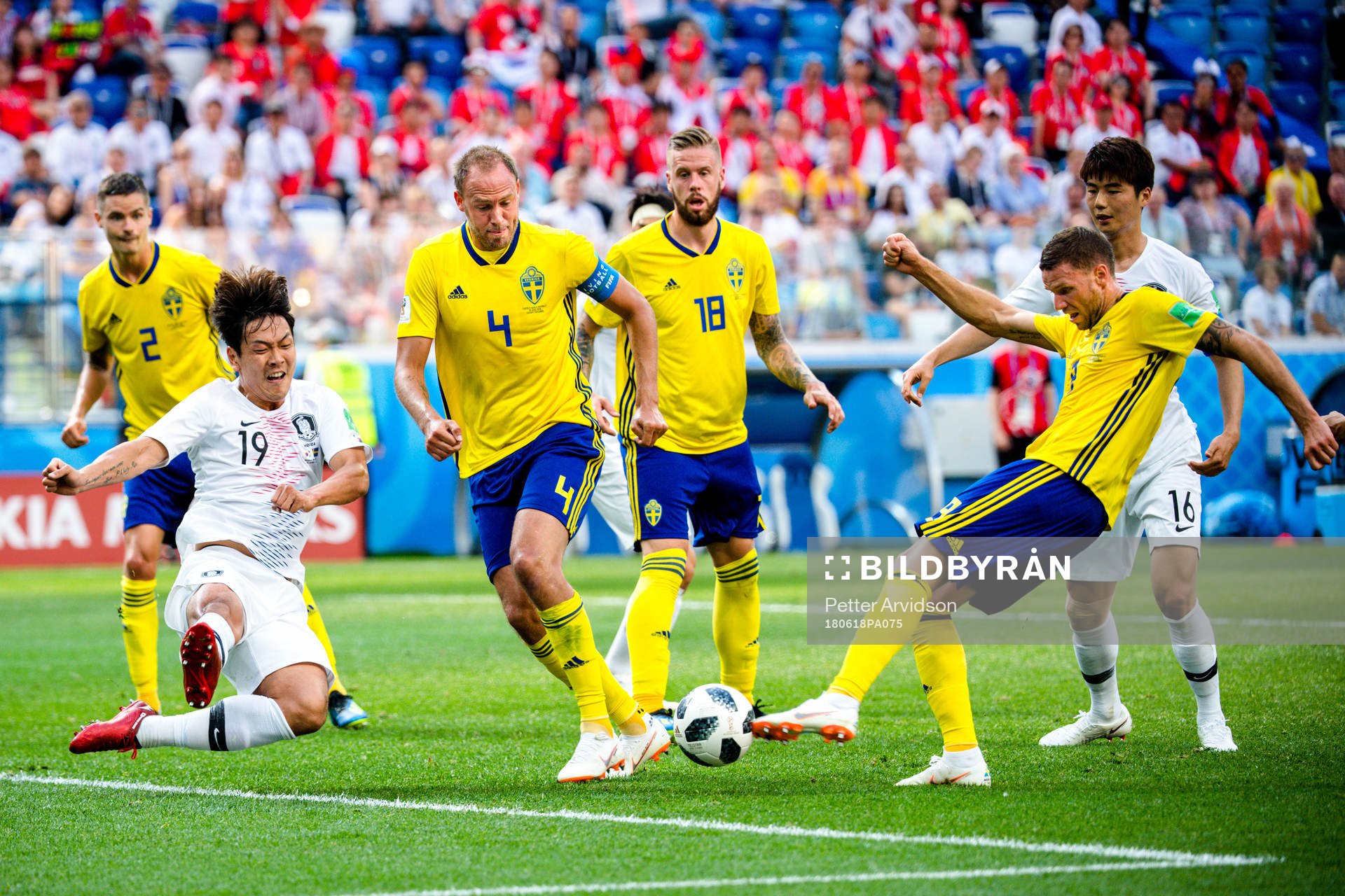 Andreas Granqvist, Pontus Jansson and Marcus Berg of Sweden
