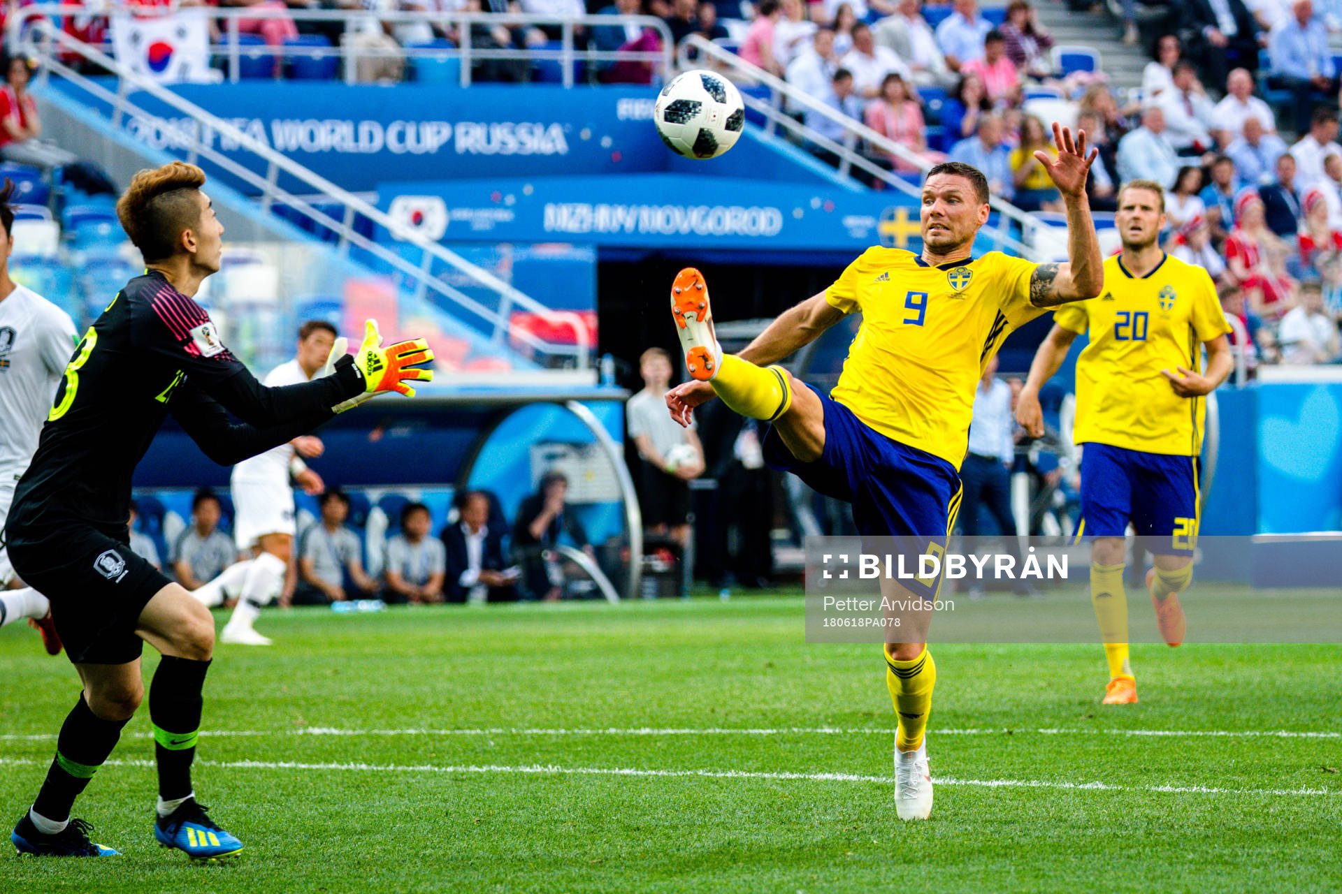 goalkeeper Hyeonwoo Jo of South Korea and Marcus Berg of