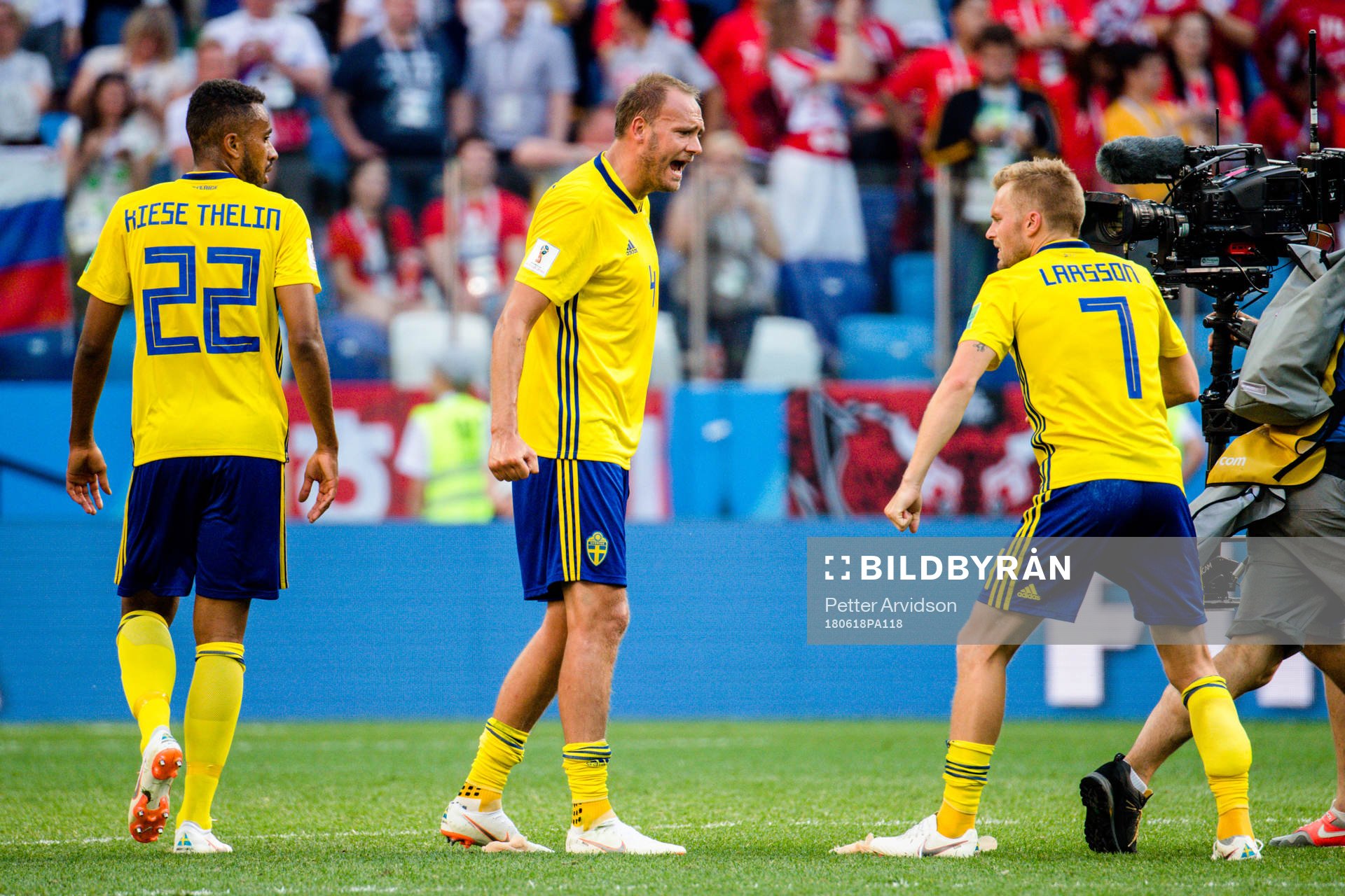 Andreas Granqvist and Sebastian Larsson of Sweden celebrates