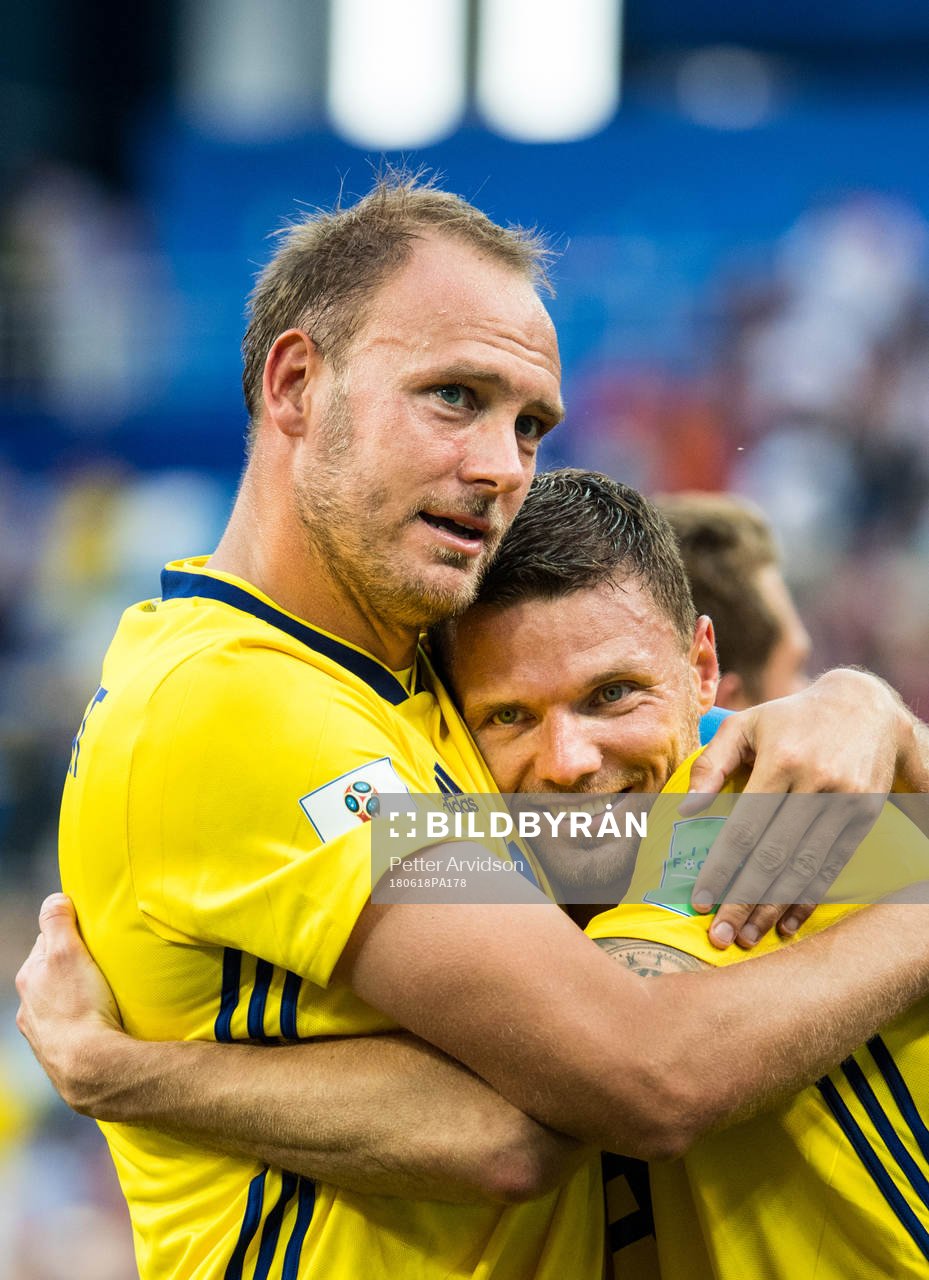 Andreas Granqvist and Marcus Berg of Sweden celebrates