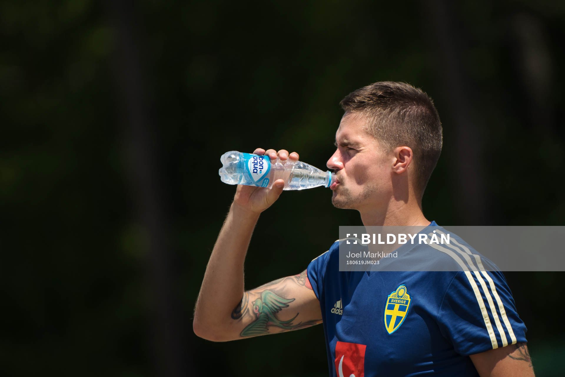 Mikael Lustig of the Swedish national football team at a