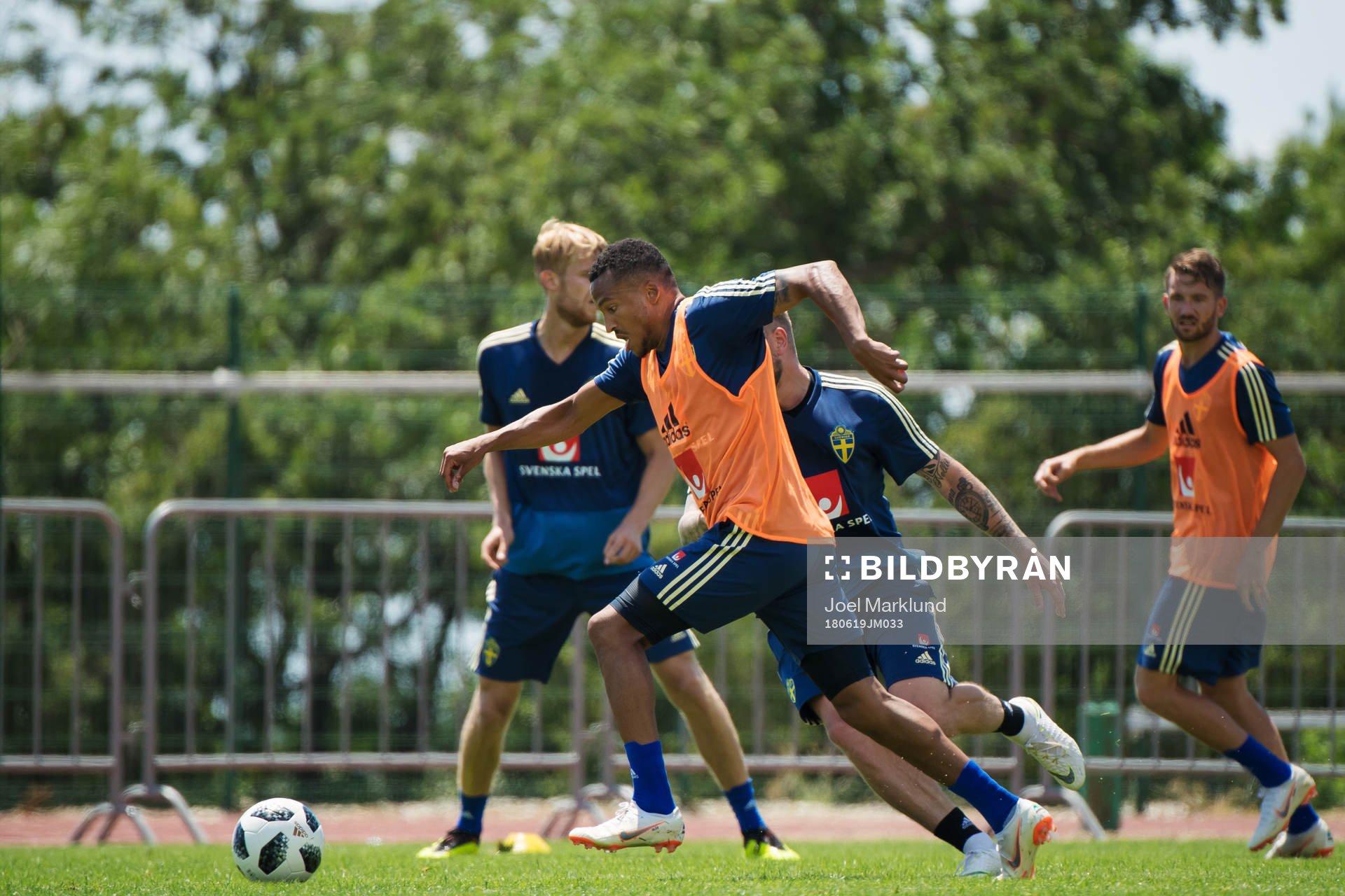 Martin Olsson of the Swedish national football team at a practice session during the FIFA World Cup on June 19, 2018 in Gelendzhik.