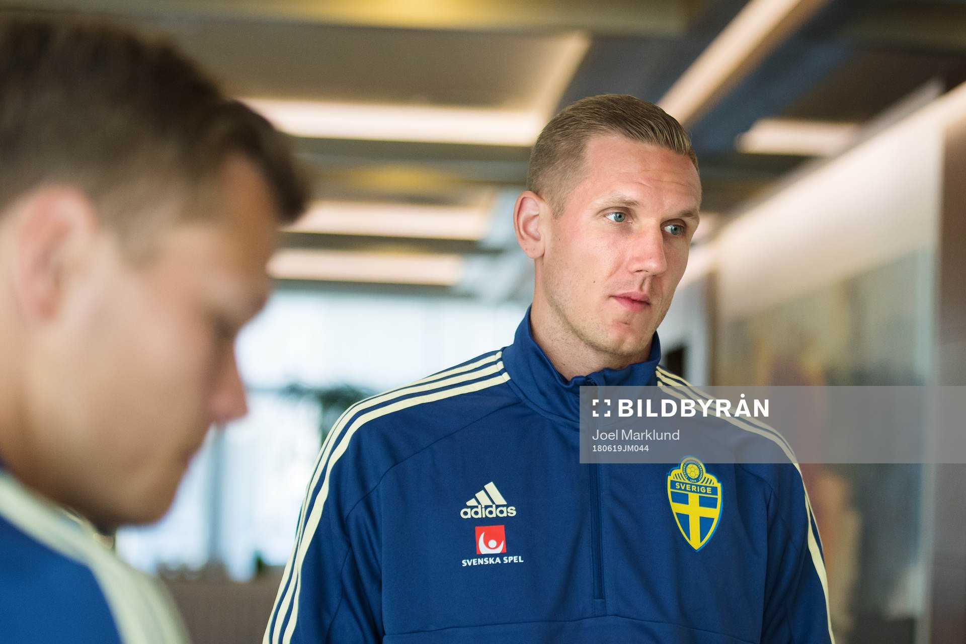 Robin Olsen of the Swedish national football team at a