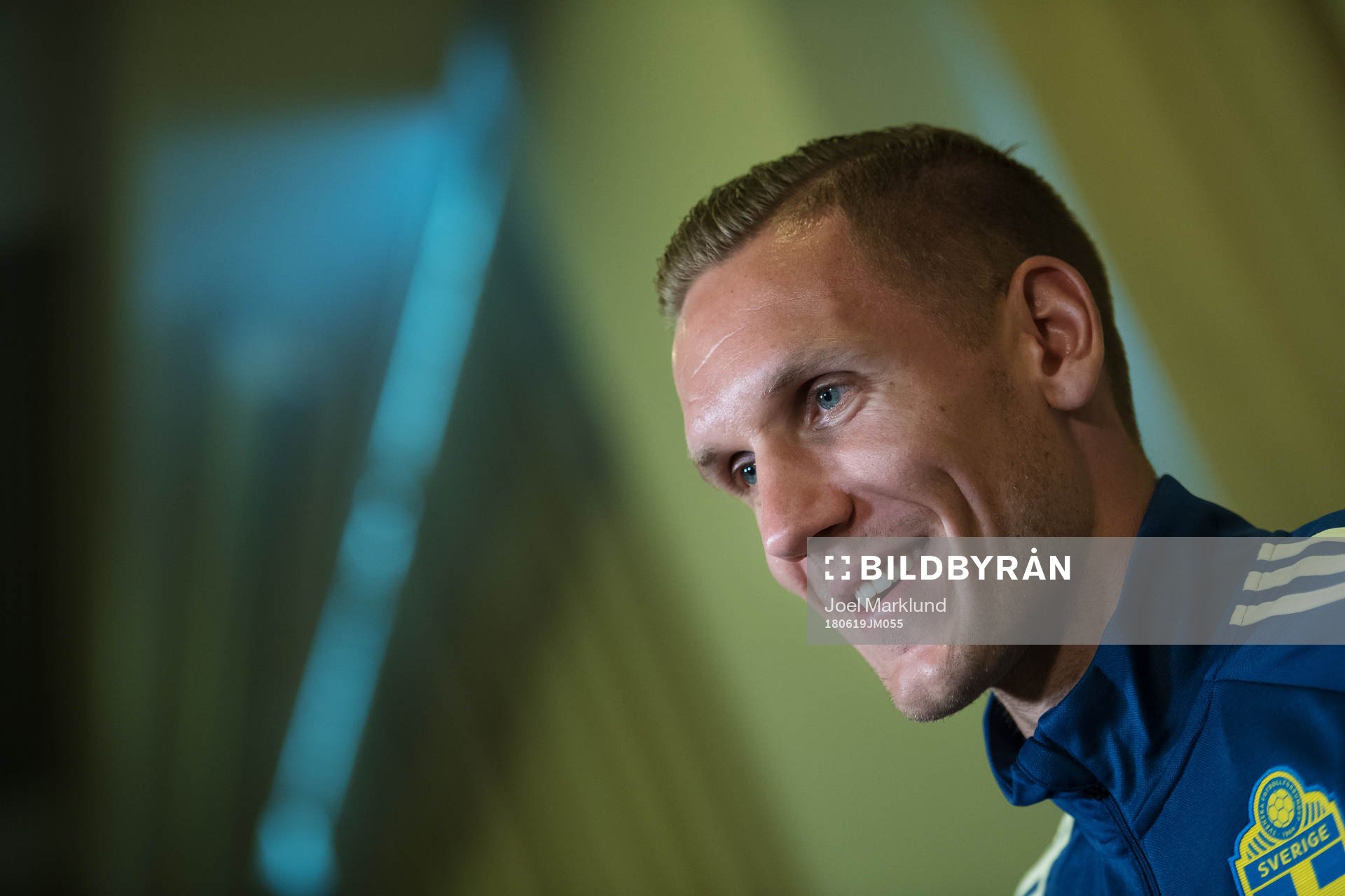 Robin Olsen of the Swedish national football team at a