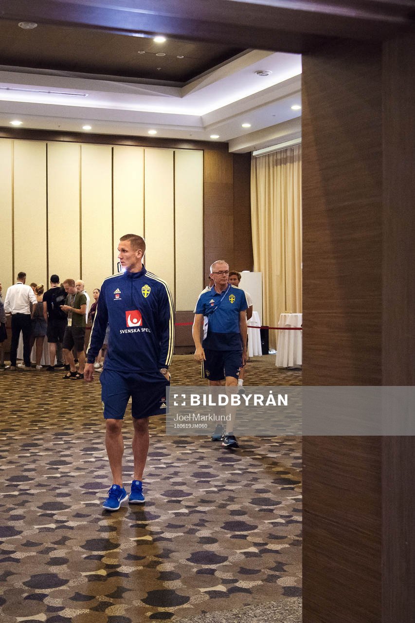 Robin Olsen of the Swedish national football team at a