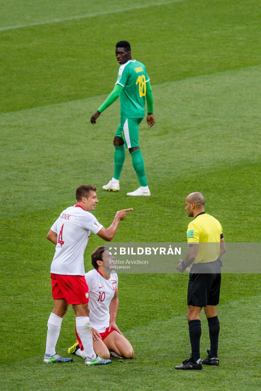 Thiago Cionek and Grzegorz Krychowiak of Poland reacts next