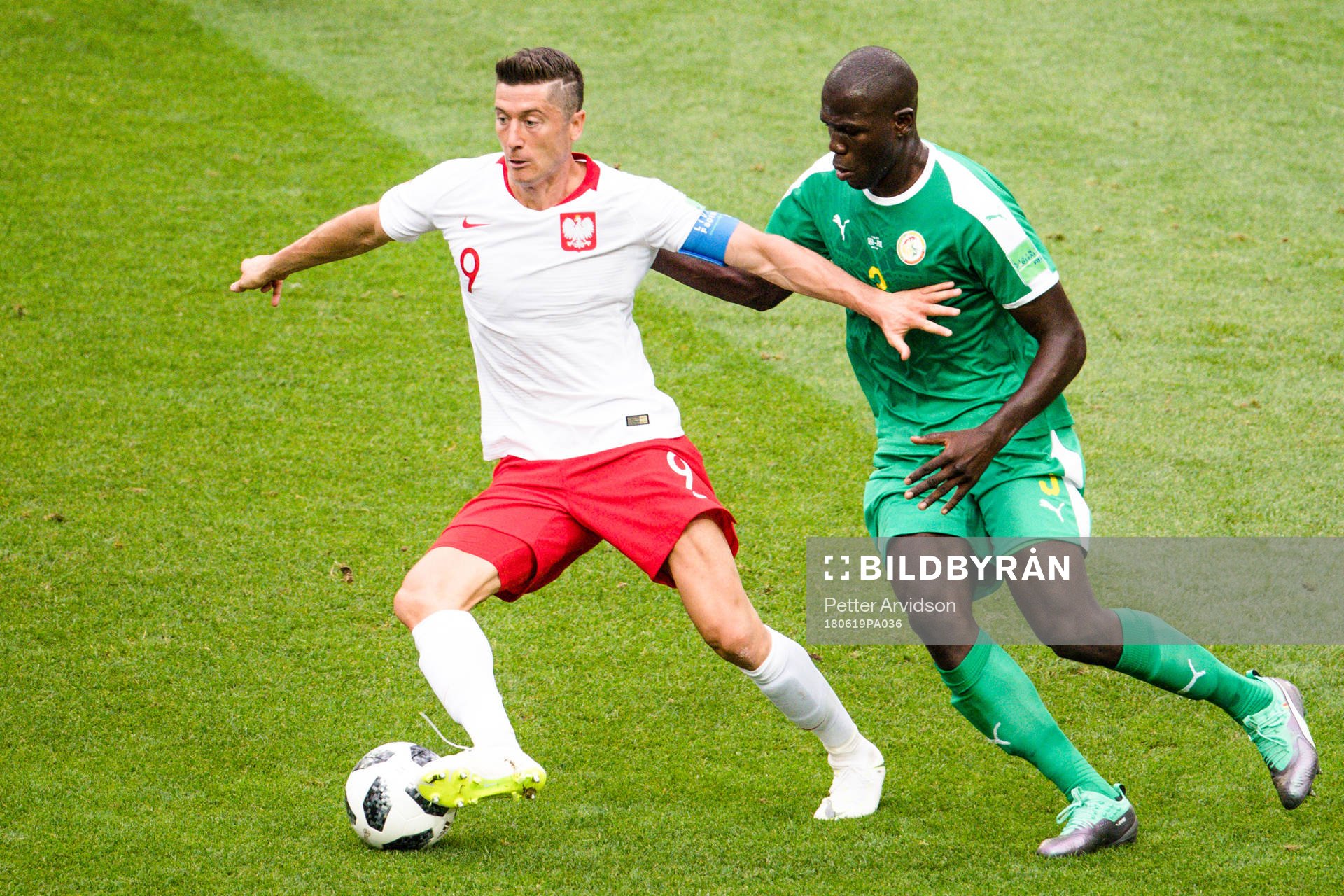 Robert Lewandowski of Poland and Kalidou Koulibaly of