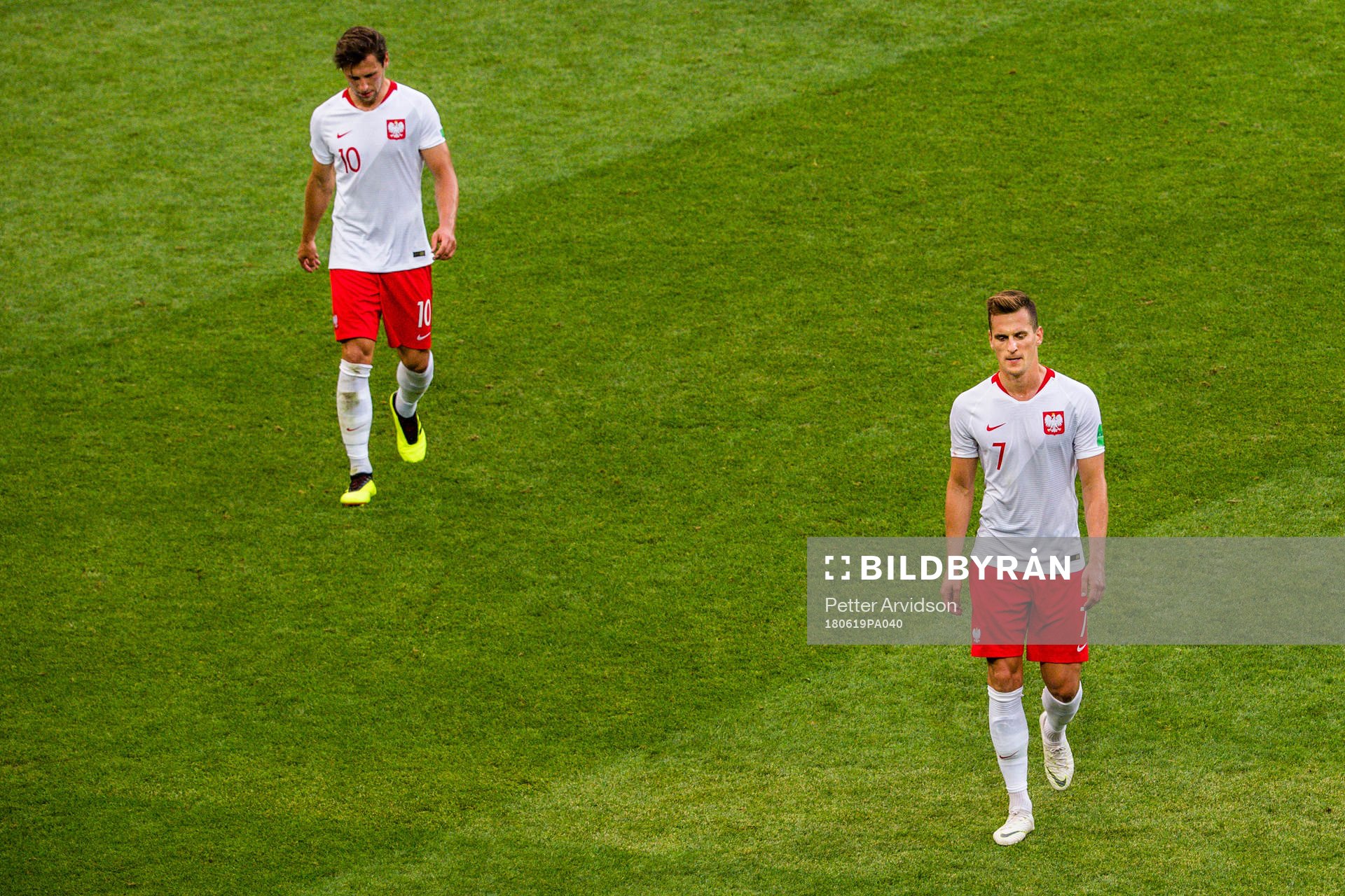 Grzegorz Krychowiak and Arkadiusz Milik looks dejected at