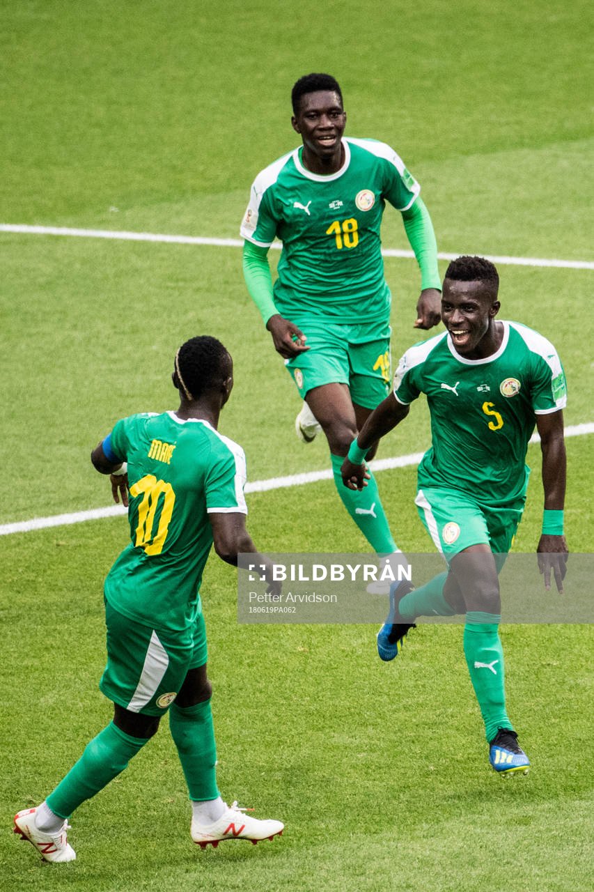 Idrissa Gana Gueye of Senegal celebrates his 0-1 goal