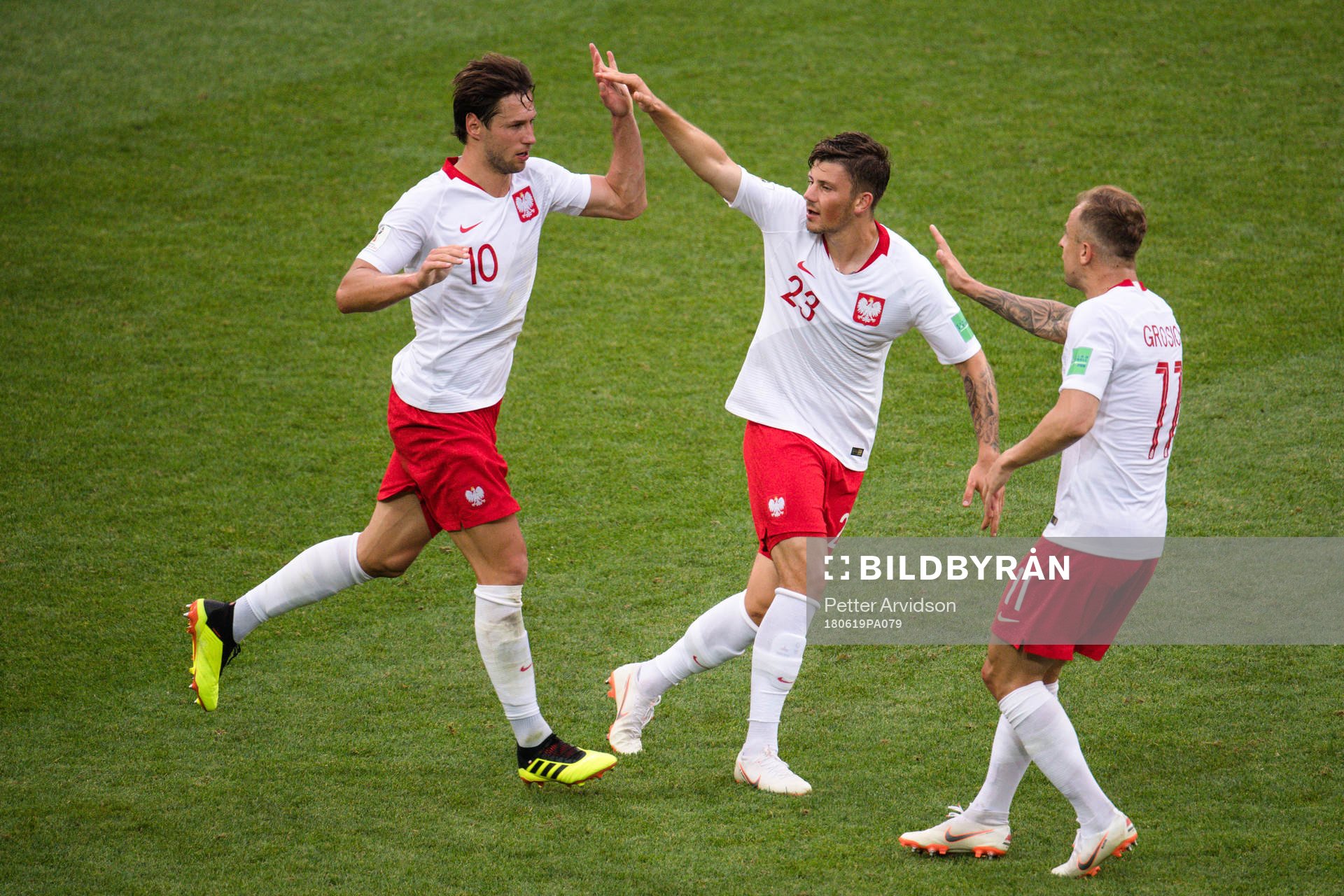 Grzegorz Krychowiak, Dawid Kownacki and Kamil Grosicki of