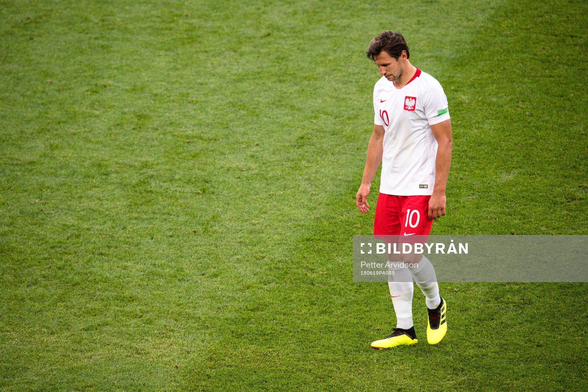 Grzegorz Krychowiak of Poland looks dejected