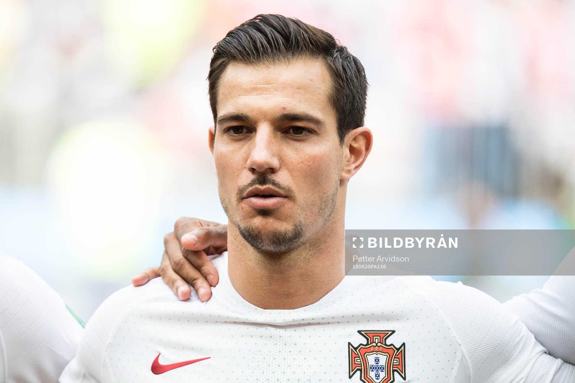Cedric of Portugal during lineup prior the FIFA World Cup group stage match between Portugal and Morocco on June 20, 2018 in Moscow.