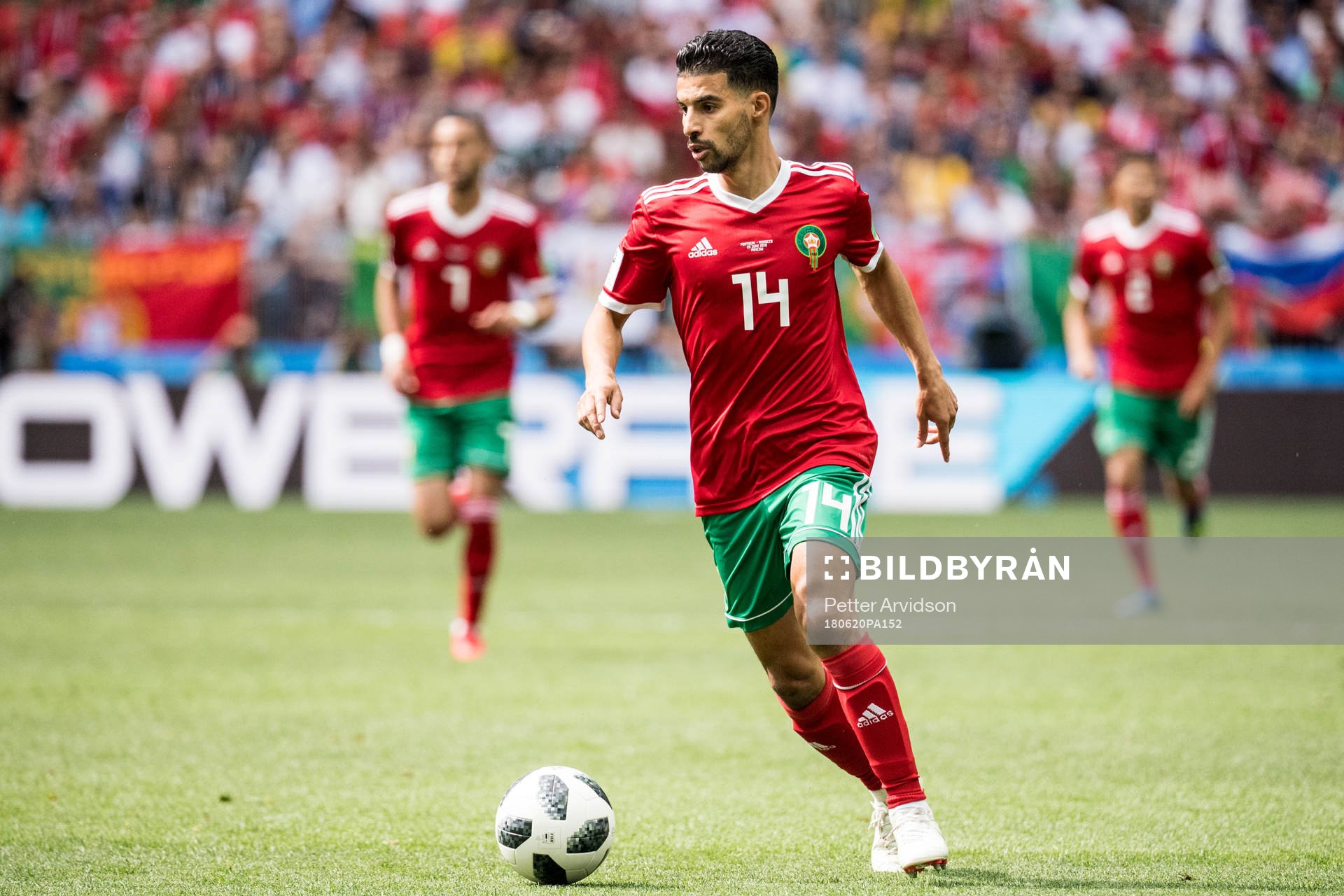 Mbark Boussoufa of Morocco during the FIFA World Cup group stage match between Portugal and Morocco on June 20, 2018 in Moscow.