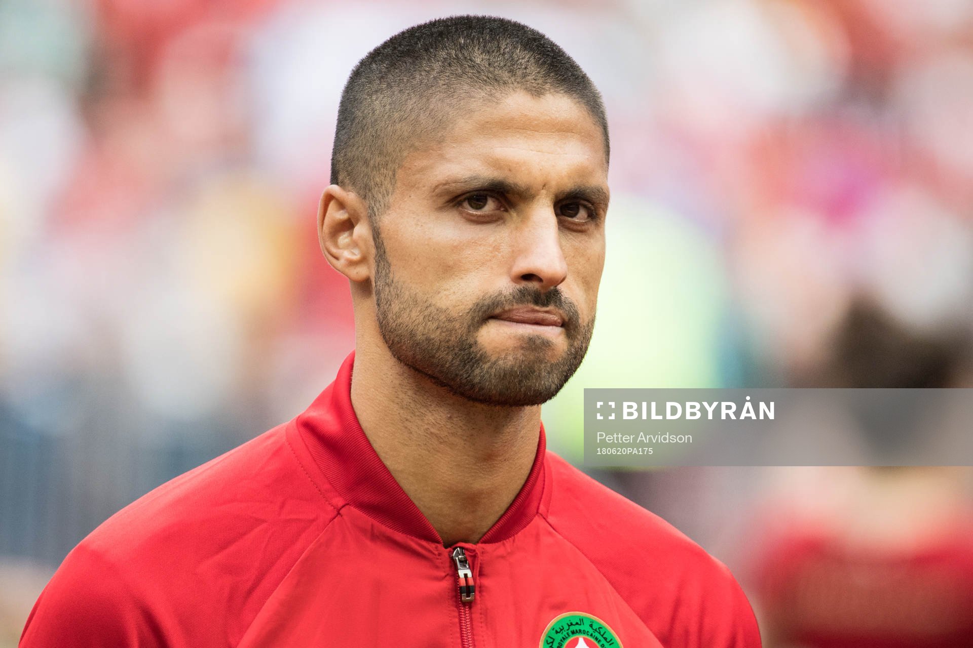 Manuel Da Costa of Morocco during lineup prior the FIFA World Cup group stage match between Portugal and Morocco on June 20, 2018 in Moscow.