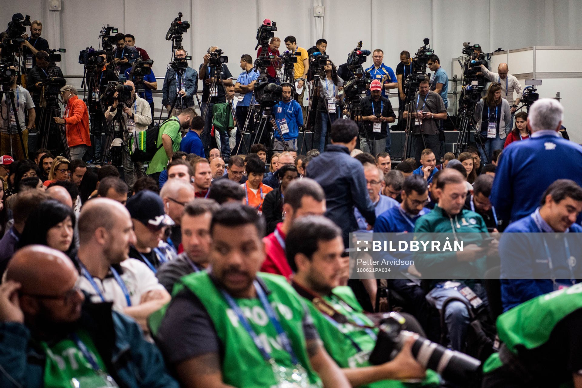 Media cover the press conference of Brazil