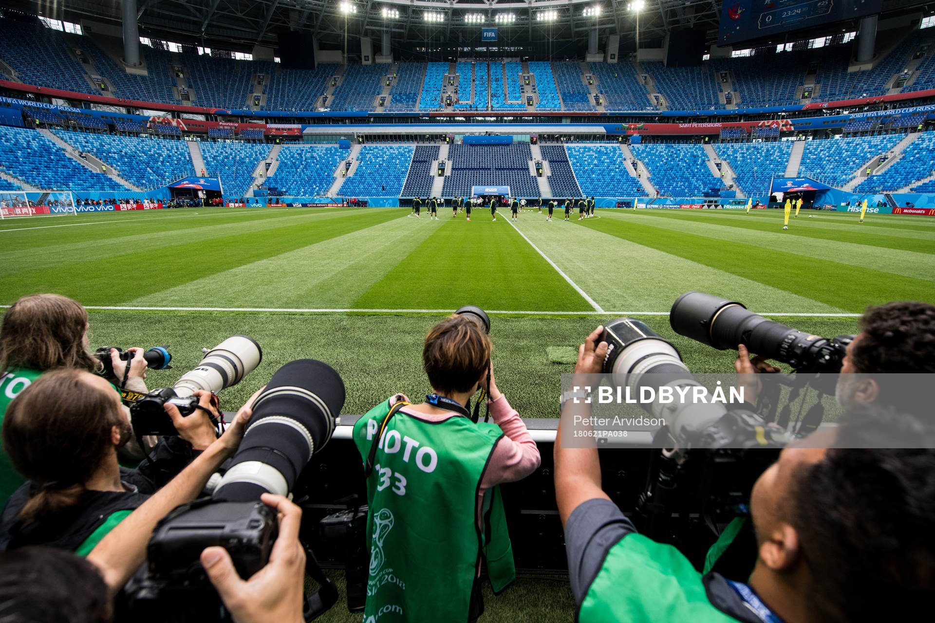 Photographers cover a practice session with team Brazil