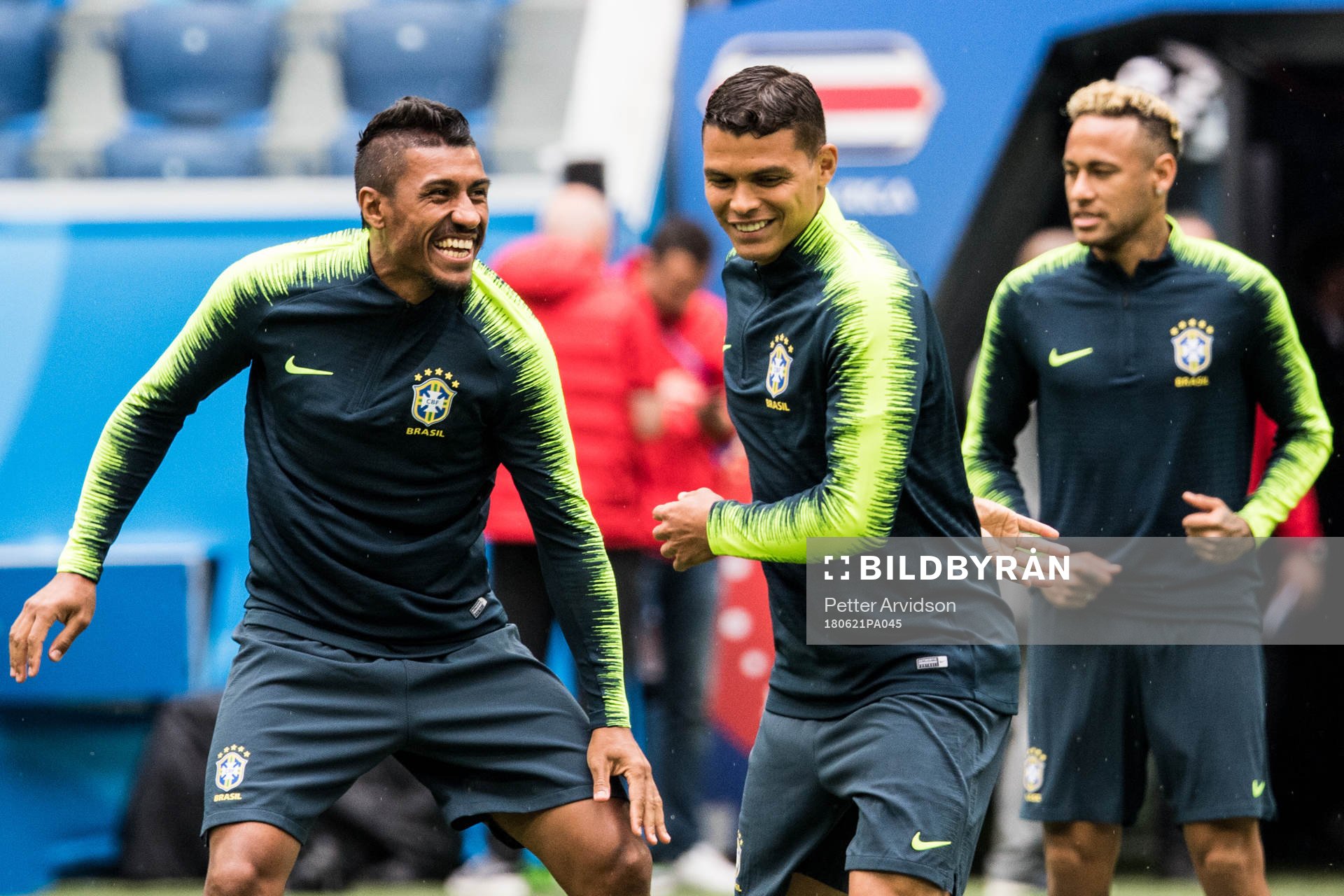 Paulinho and Thiago Silva of Brazil