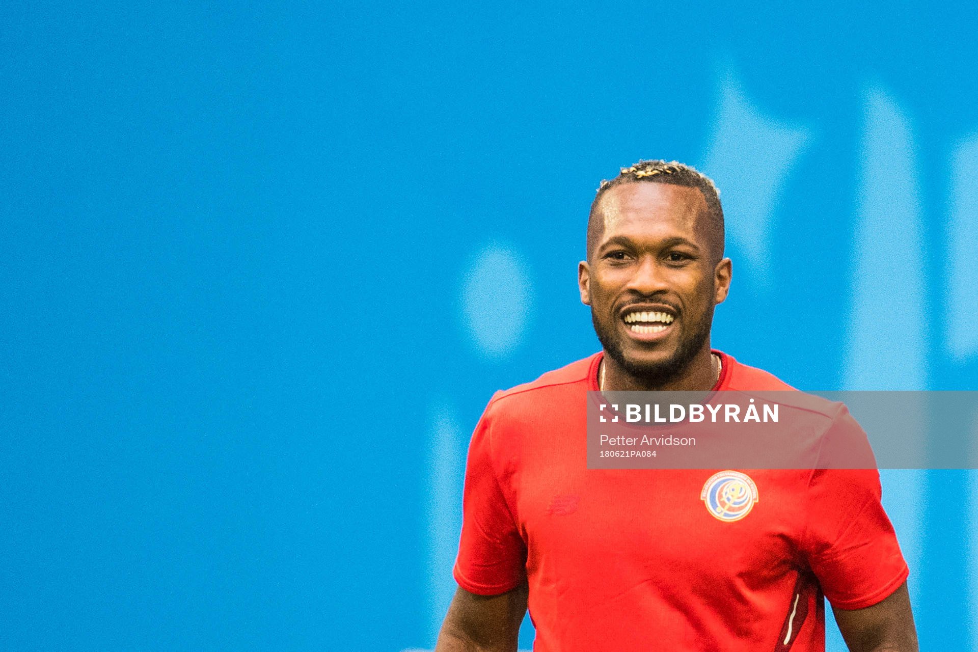 Kendall Waston of Costa Rica during a practice session during the FIFA World Cup on June 21, 2018 in Sankt Petersburg.