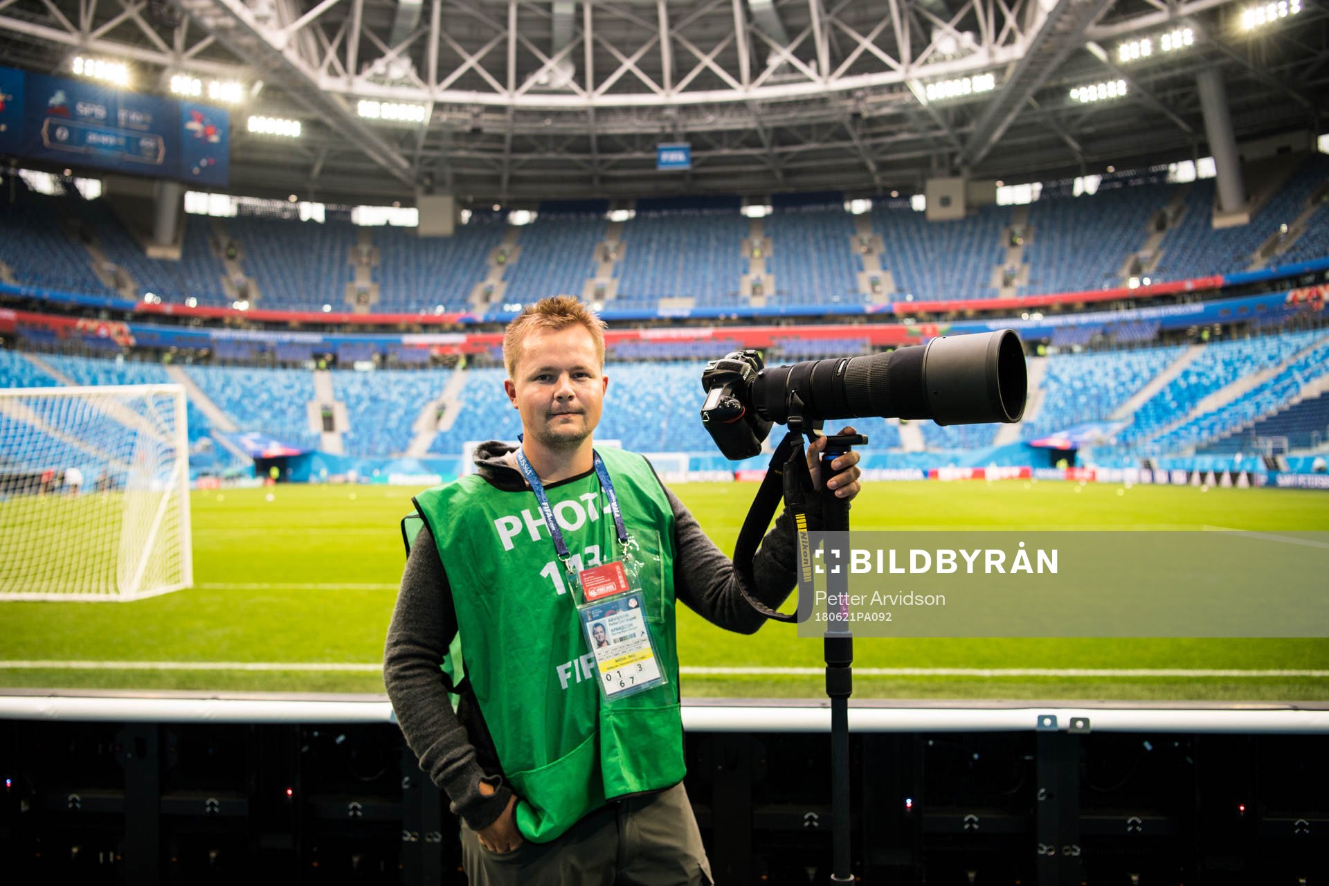 Petter Arvidson photographer at Bildbyrån pose for a