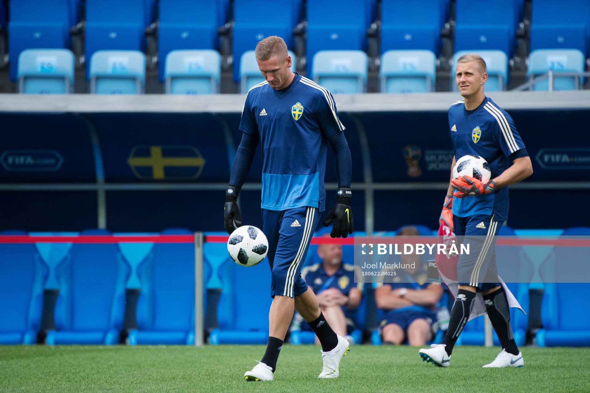 Goalkeepers Robin Olsen and Karl-Johan Johnsson of the