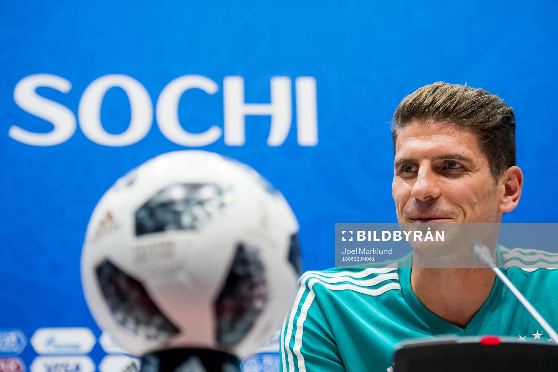 Mario Gomez of the German national football team at a press
