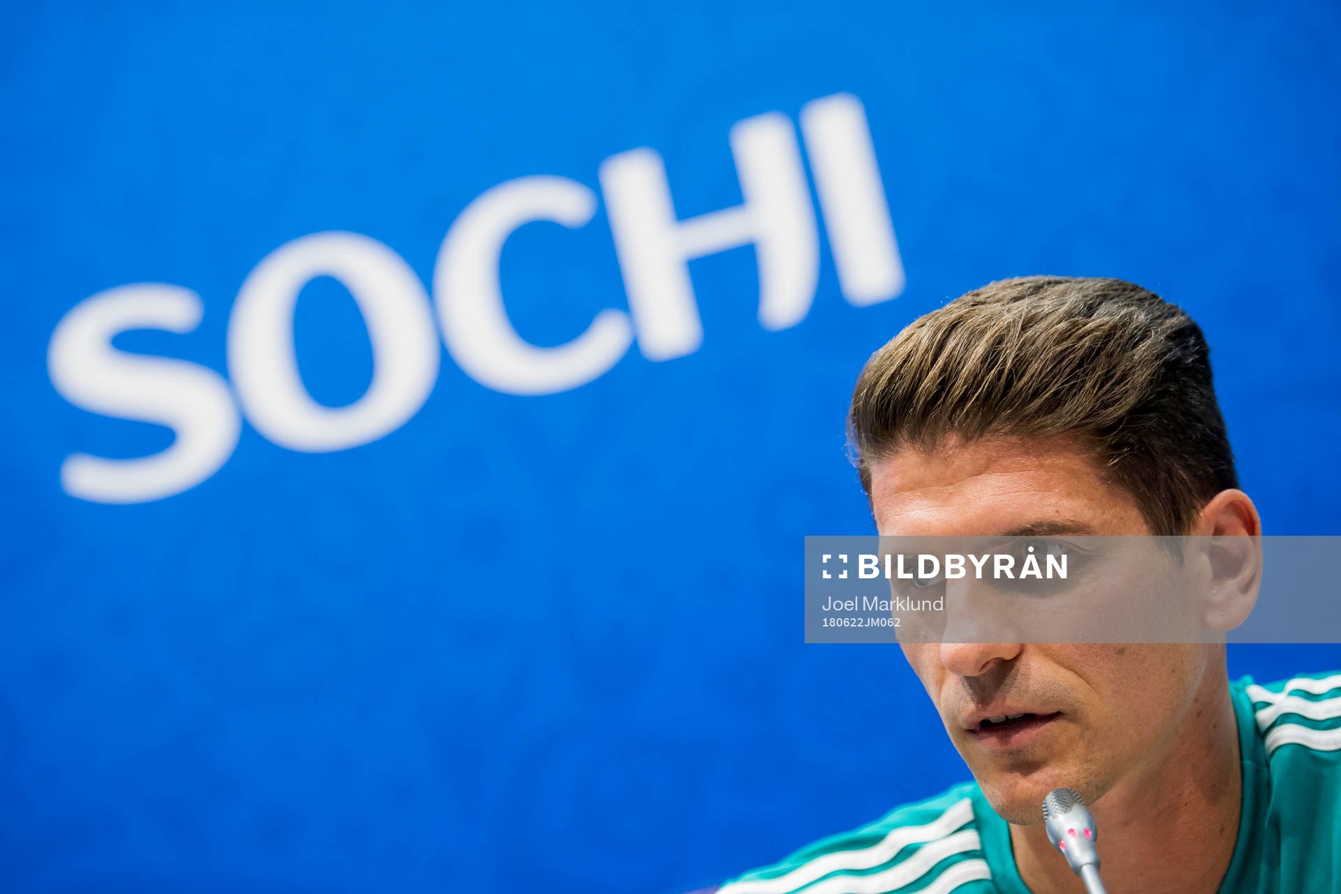 Mario Gomez of the German national football team at a press