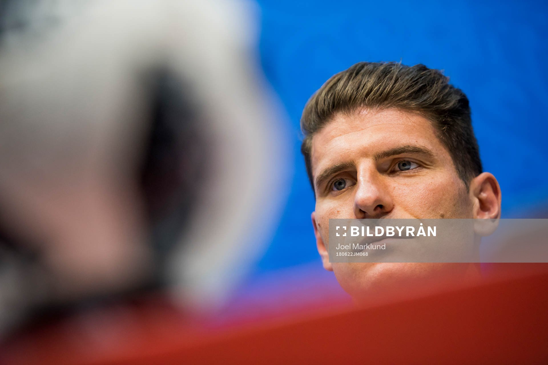 Mario Gomez of the German national football team at a press