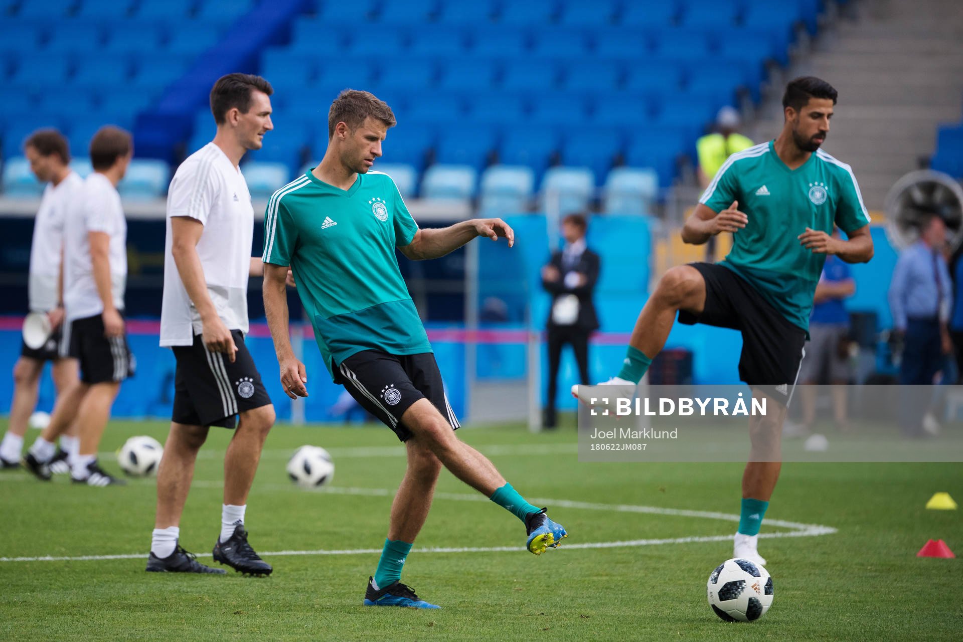 Thomas Müller and Sami Khedira of the German national