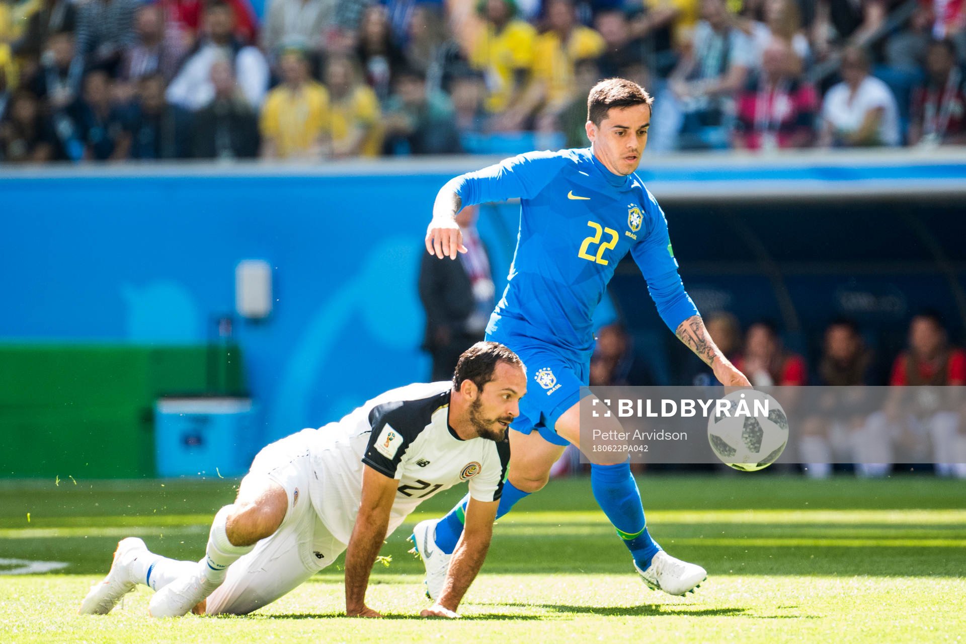 Marcos Urena of Costa Rica and Fagner of Brazil
