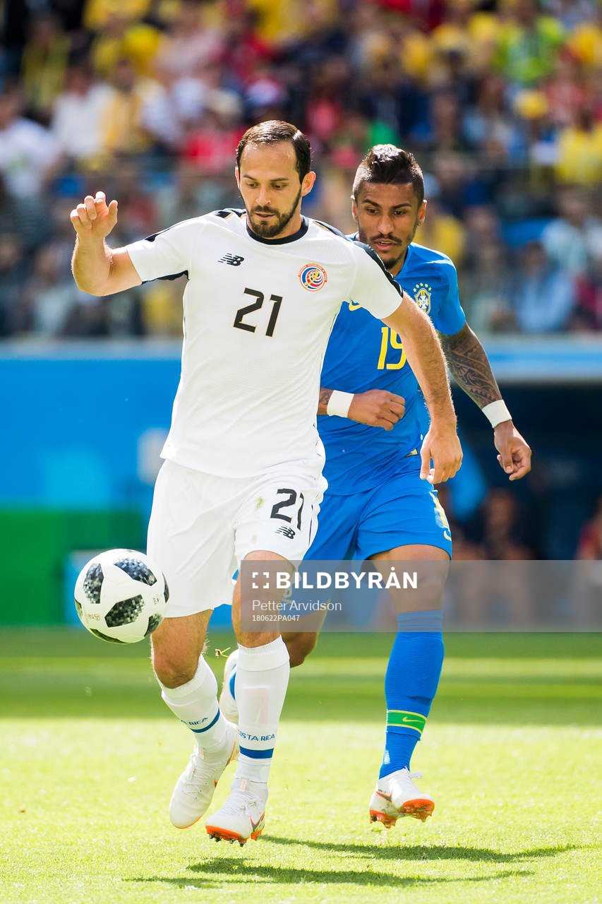 Marcos Urena of Costa Rica and Willian of Brazil