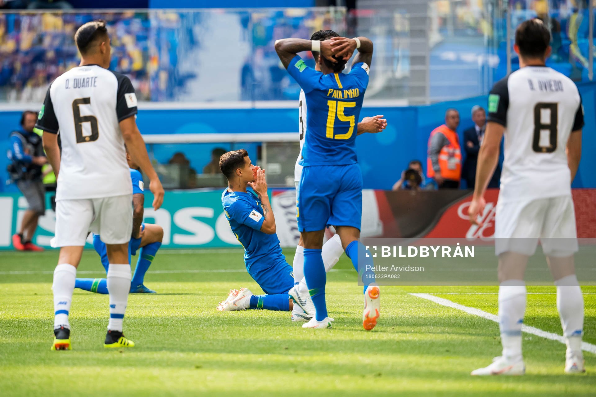 Philippe Coutinho of Brazil looks dejected