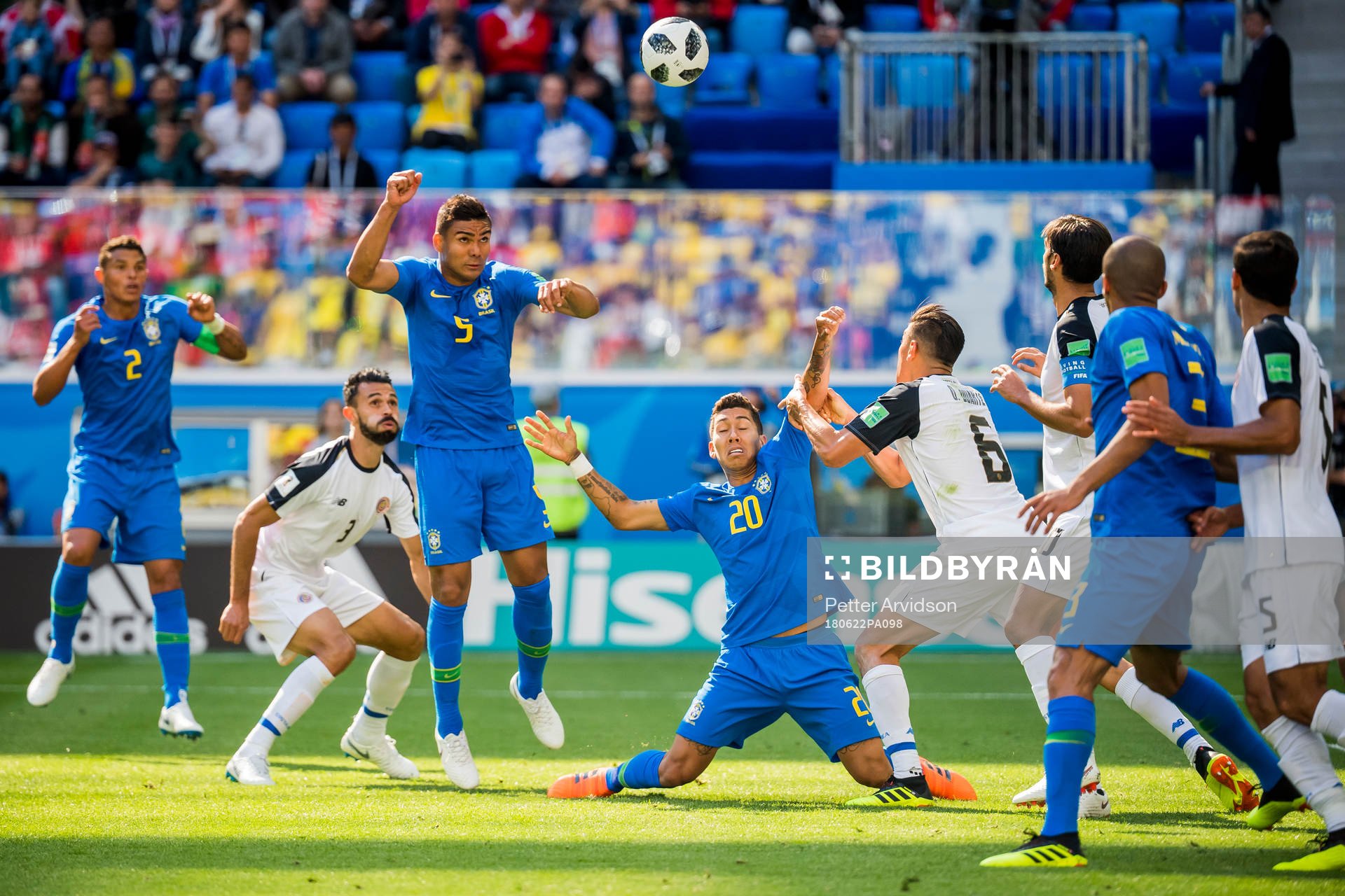 Casemiro and Roberto Firmino of Brazil