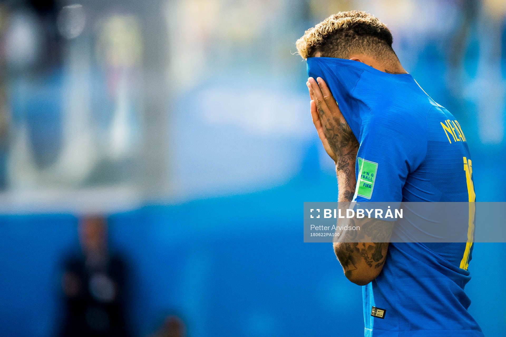 Neymar of Brazil  looks dejected