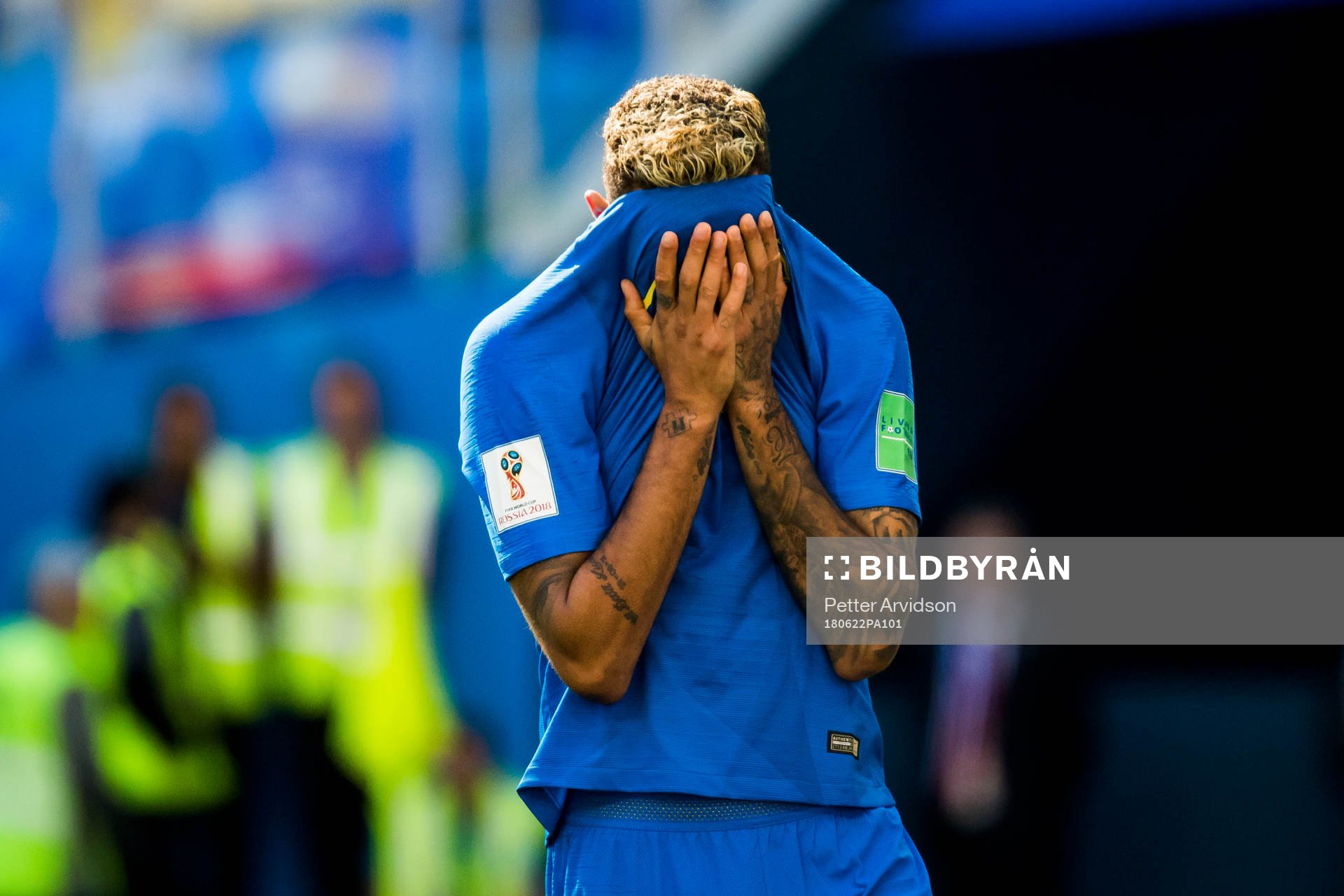 Neymar of Brazil looks dejected