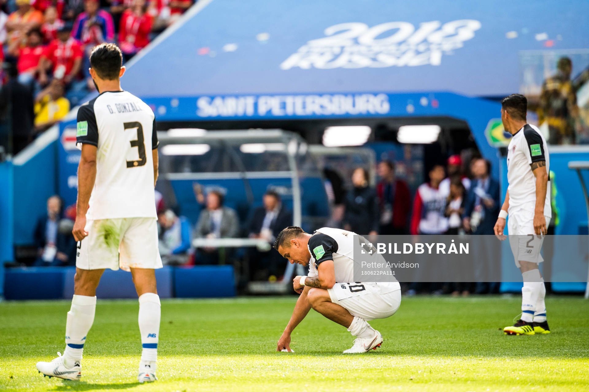David Guzman of Costa Rica looks dejected