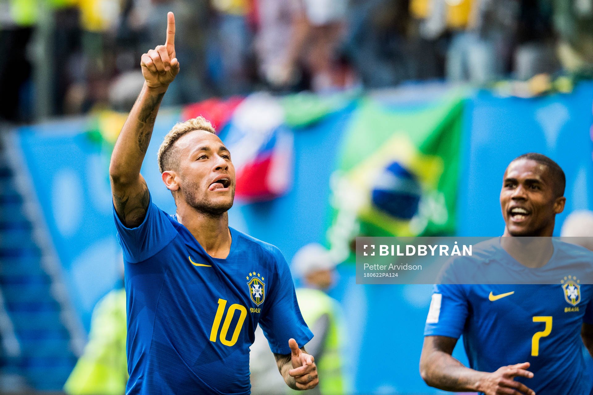 Neymar of Brazil celebrates