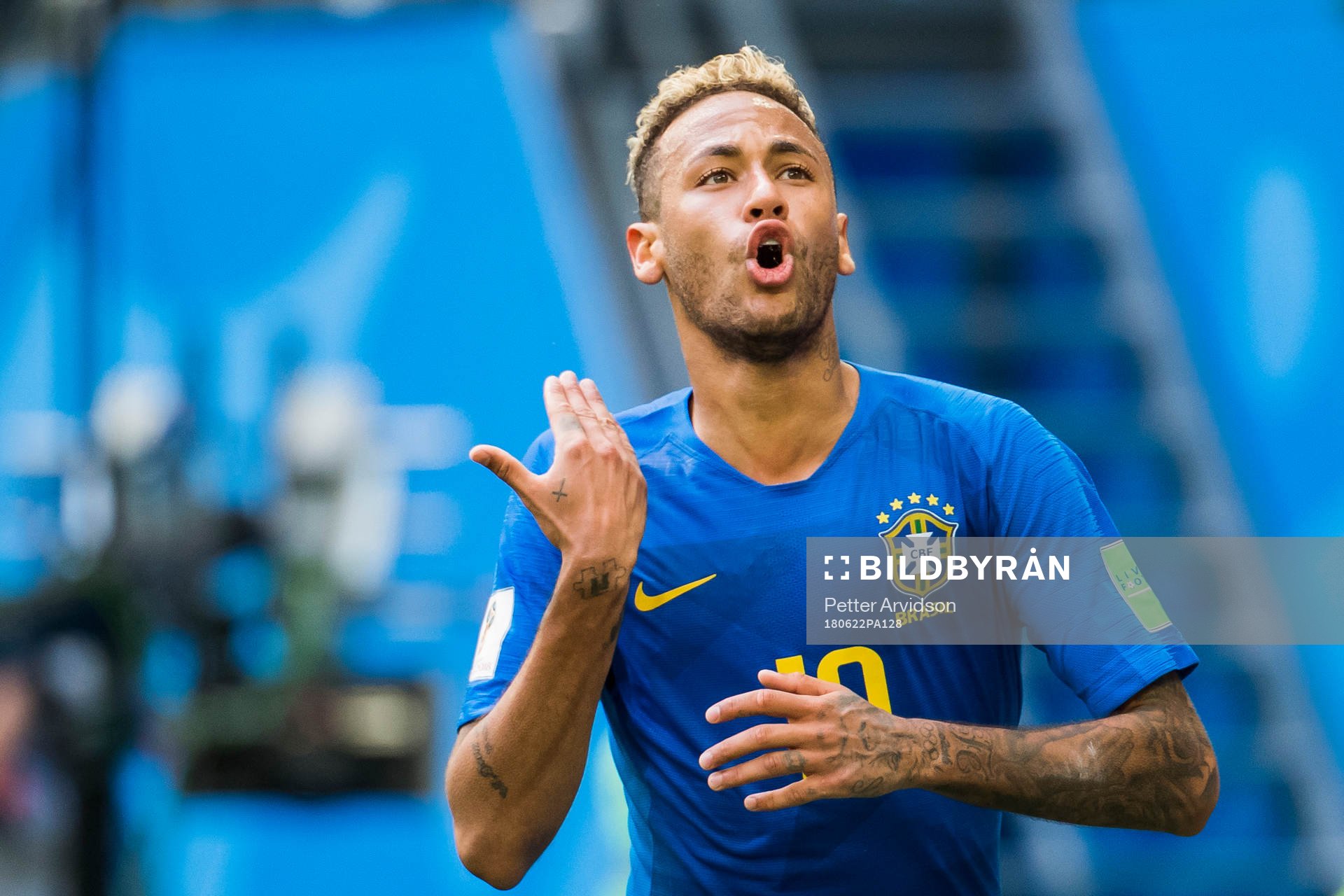 Neymar of Brazil celebrates