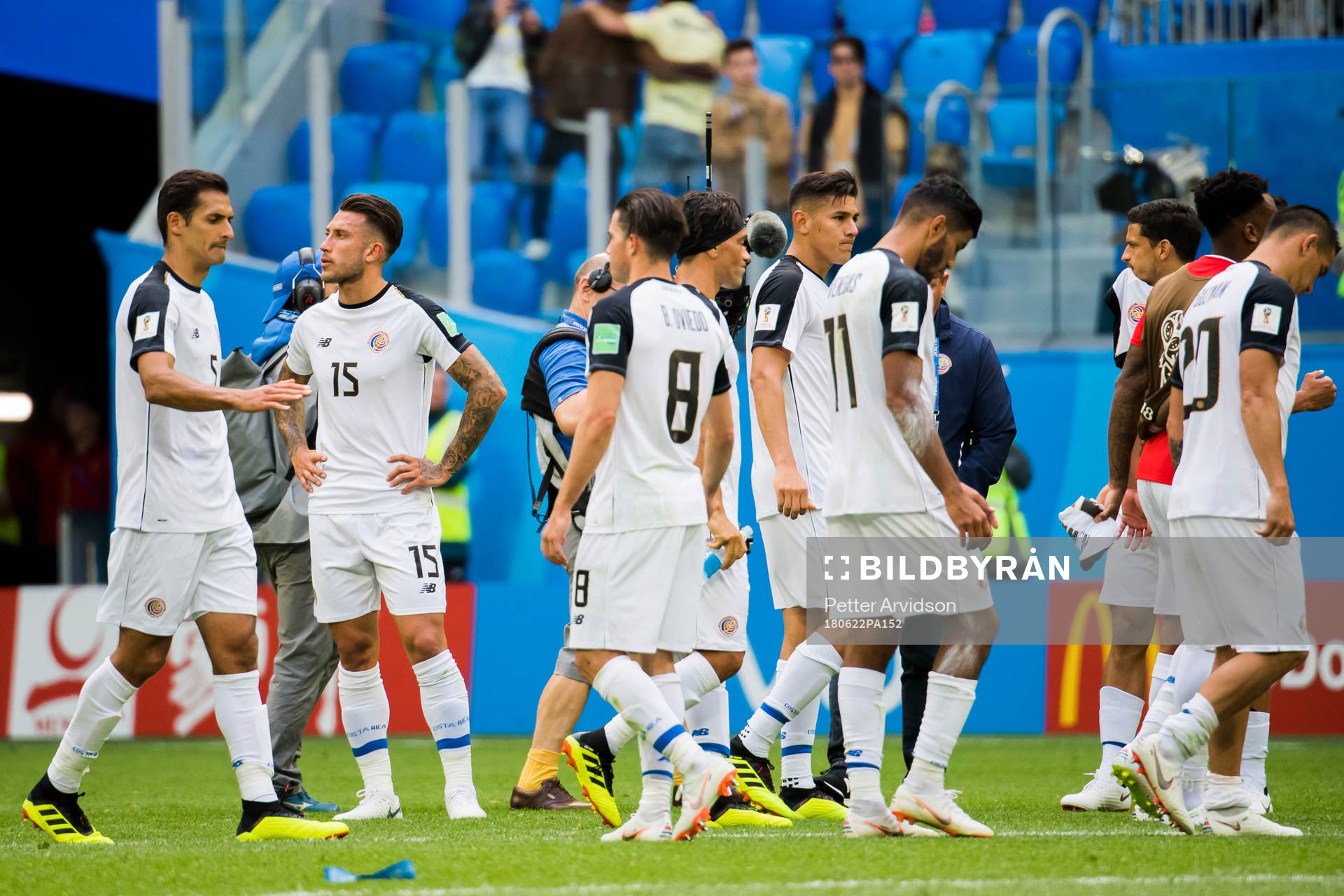 The players of Costa Rica look dejected